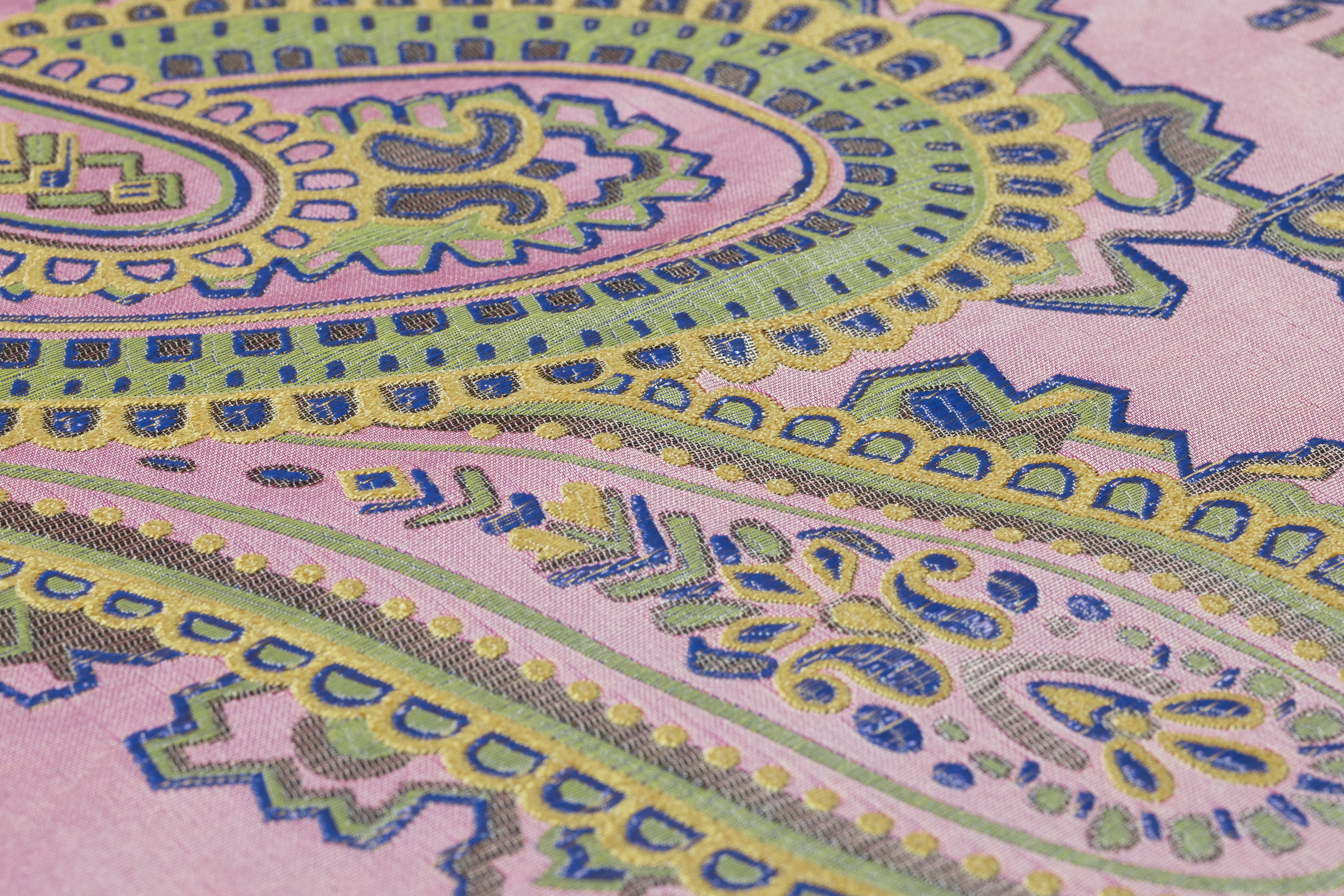 Paisley Italian Silk Blend Brocade - Pink / Gold / Sage