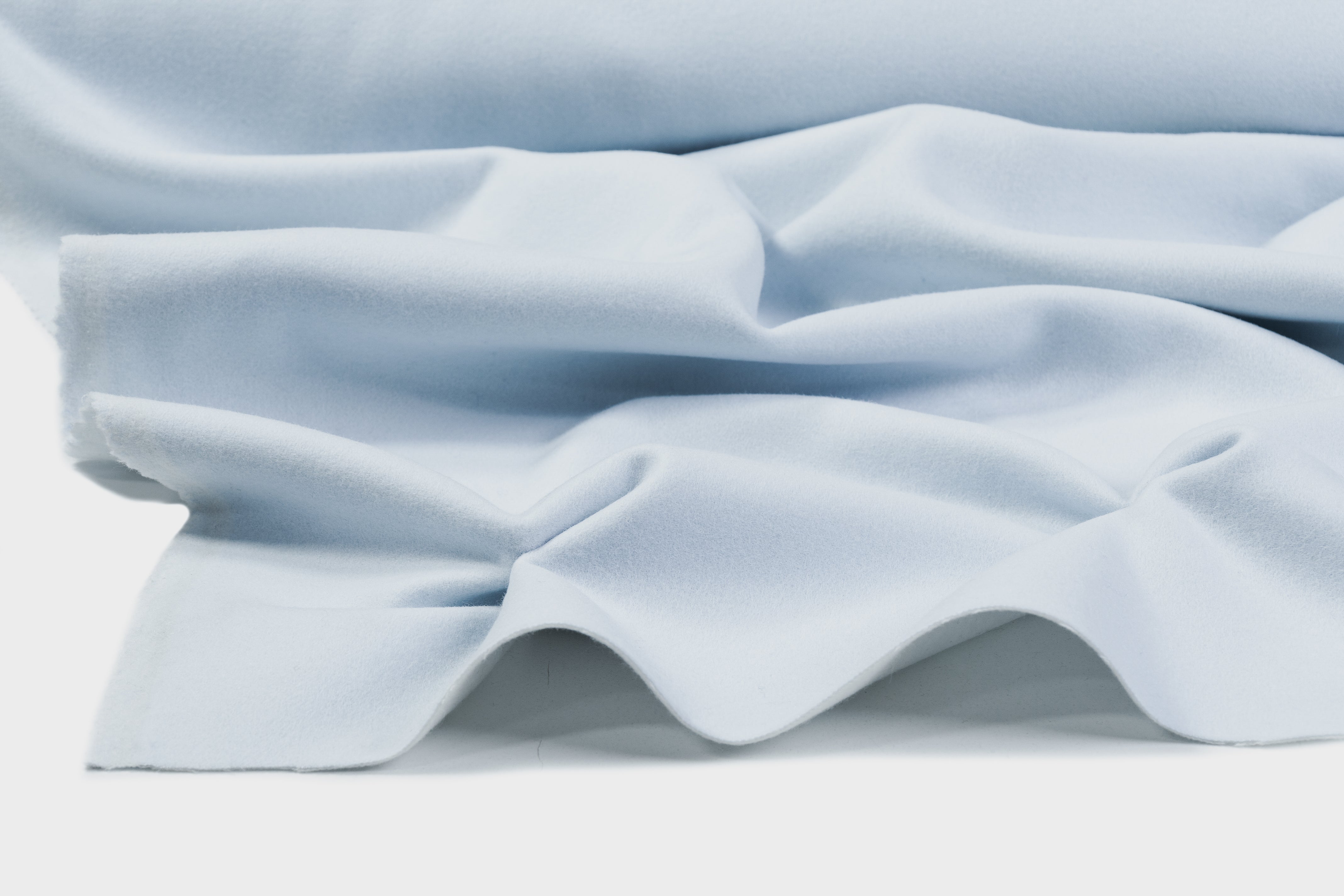 Piacenza - Double Faced Italian Wool Cashmere Coating - Baby Blue / White