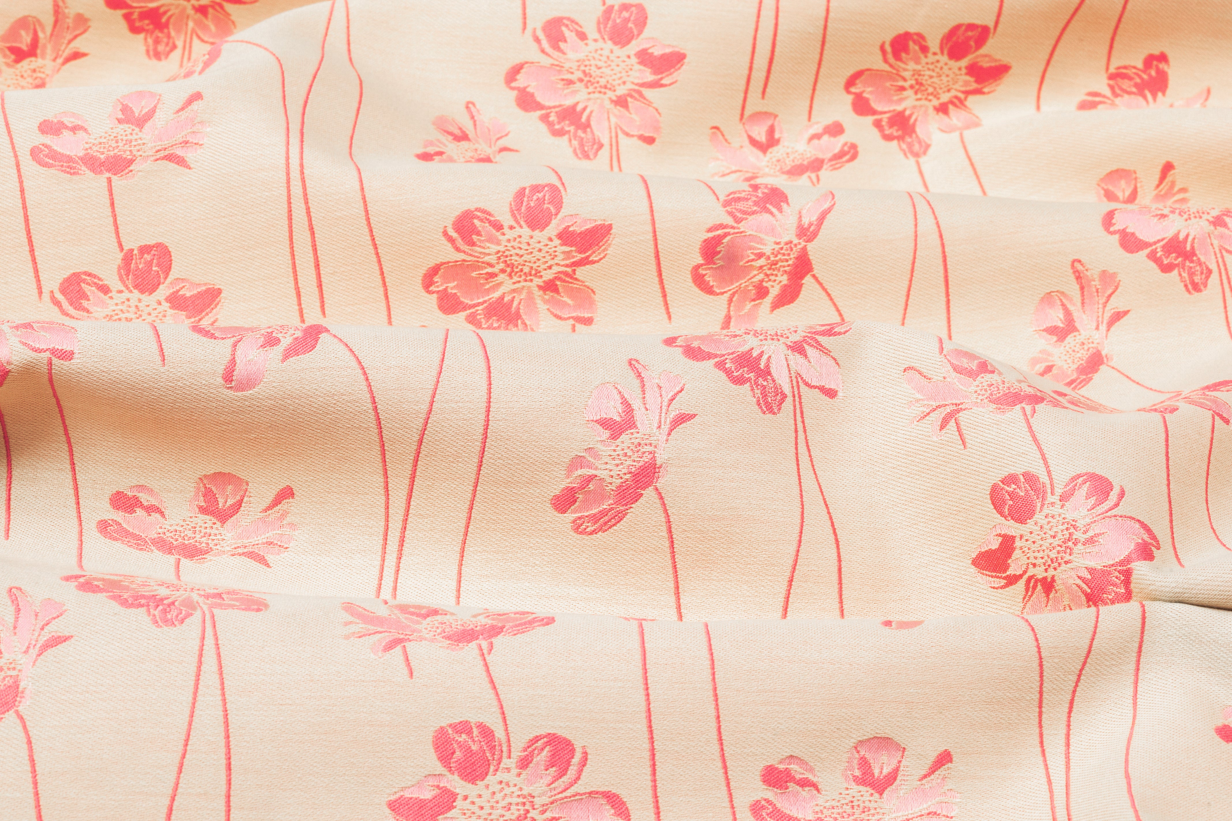 Ratti - Floral Italian Silk Blend Brocade - Pink / Beige