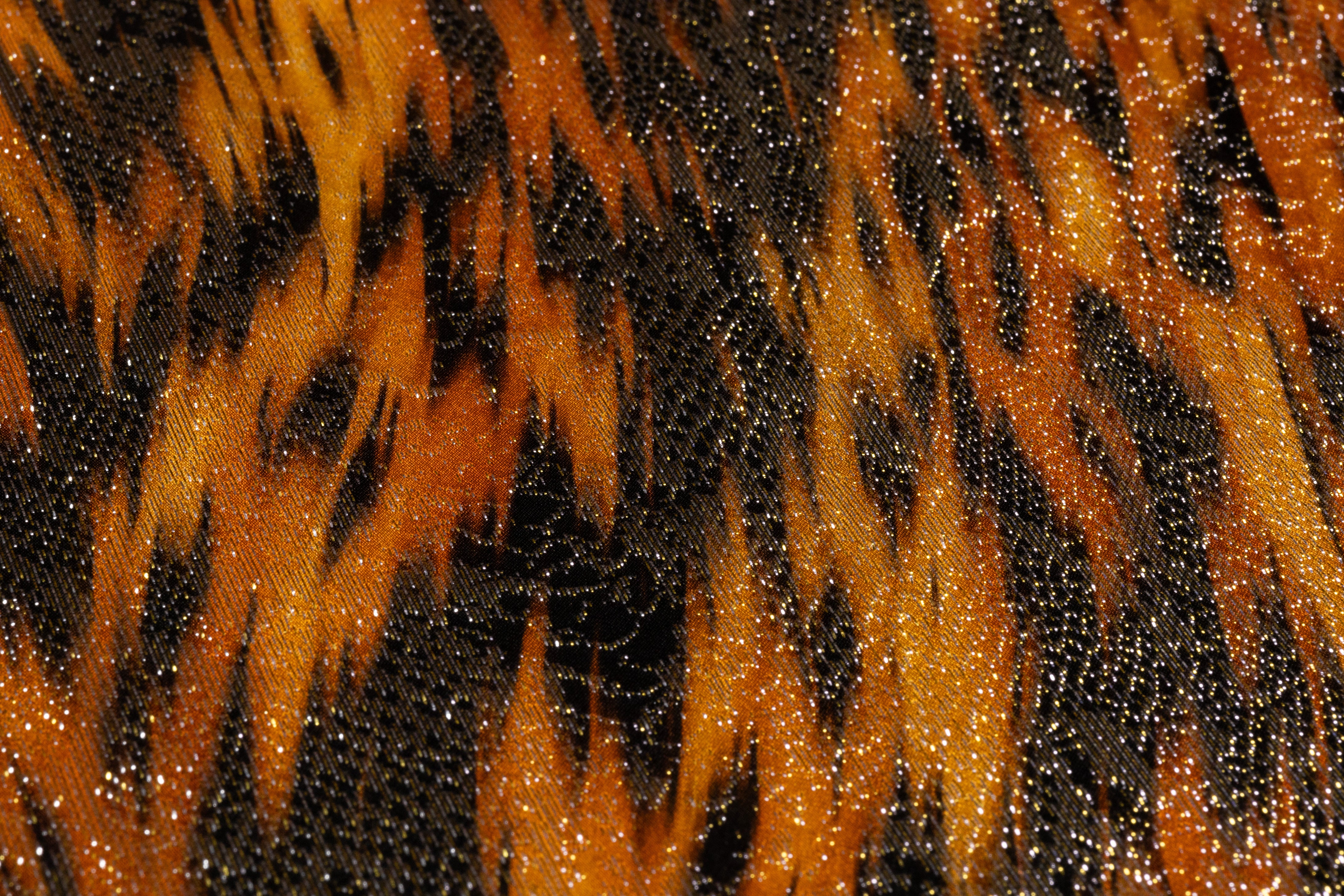 Italian Silk Jacquard Lamé - Burnt Orange / Gold / Black