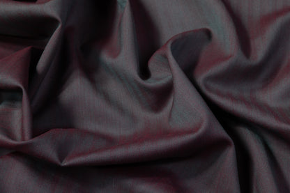Iridescent Italian Summer Tasmania Super 130s Wool Suiting - Burgundy / Green