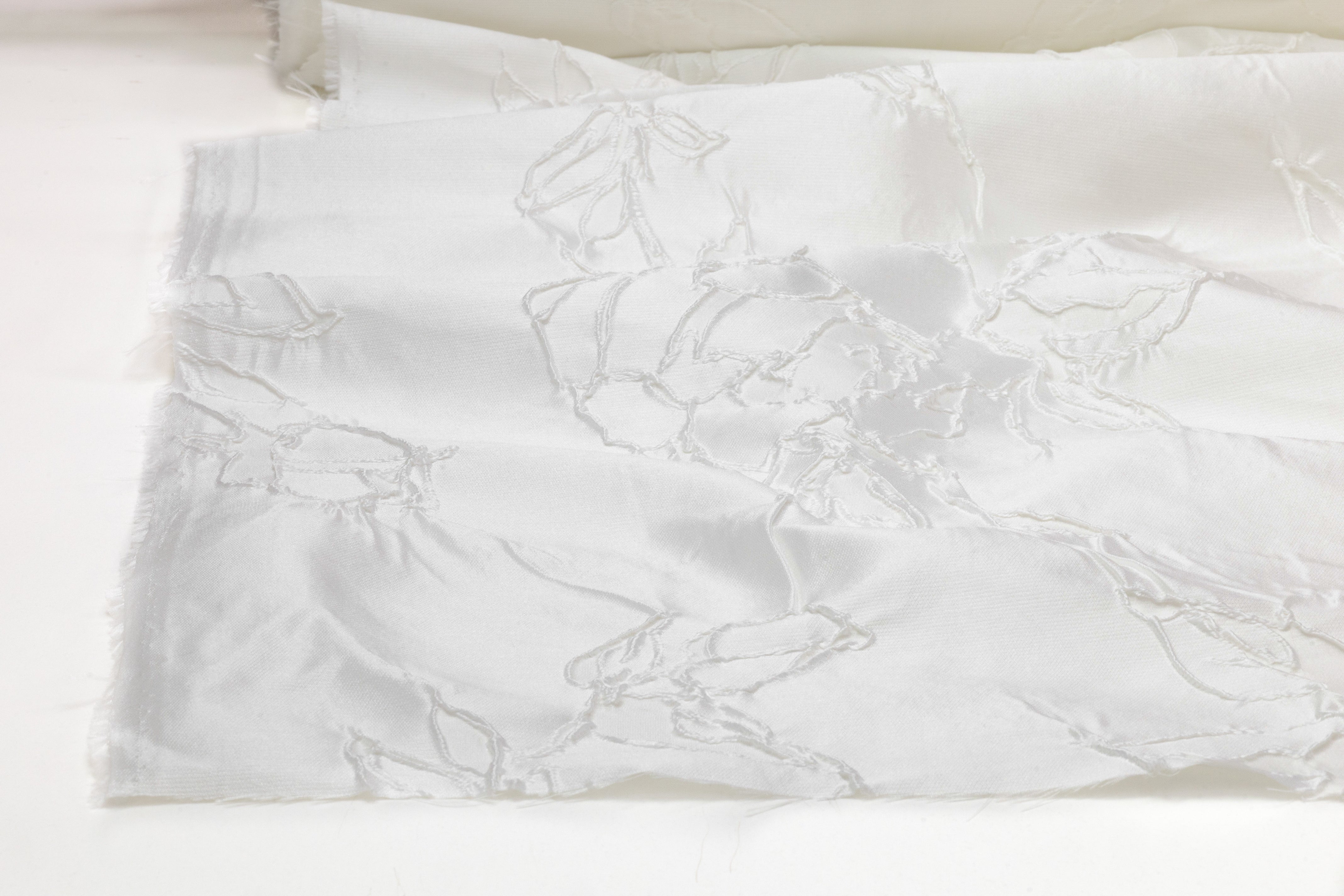 Abstract Italian Silk Blend Cloqué Brocade - Off White