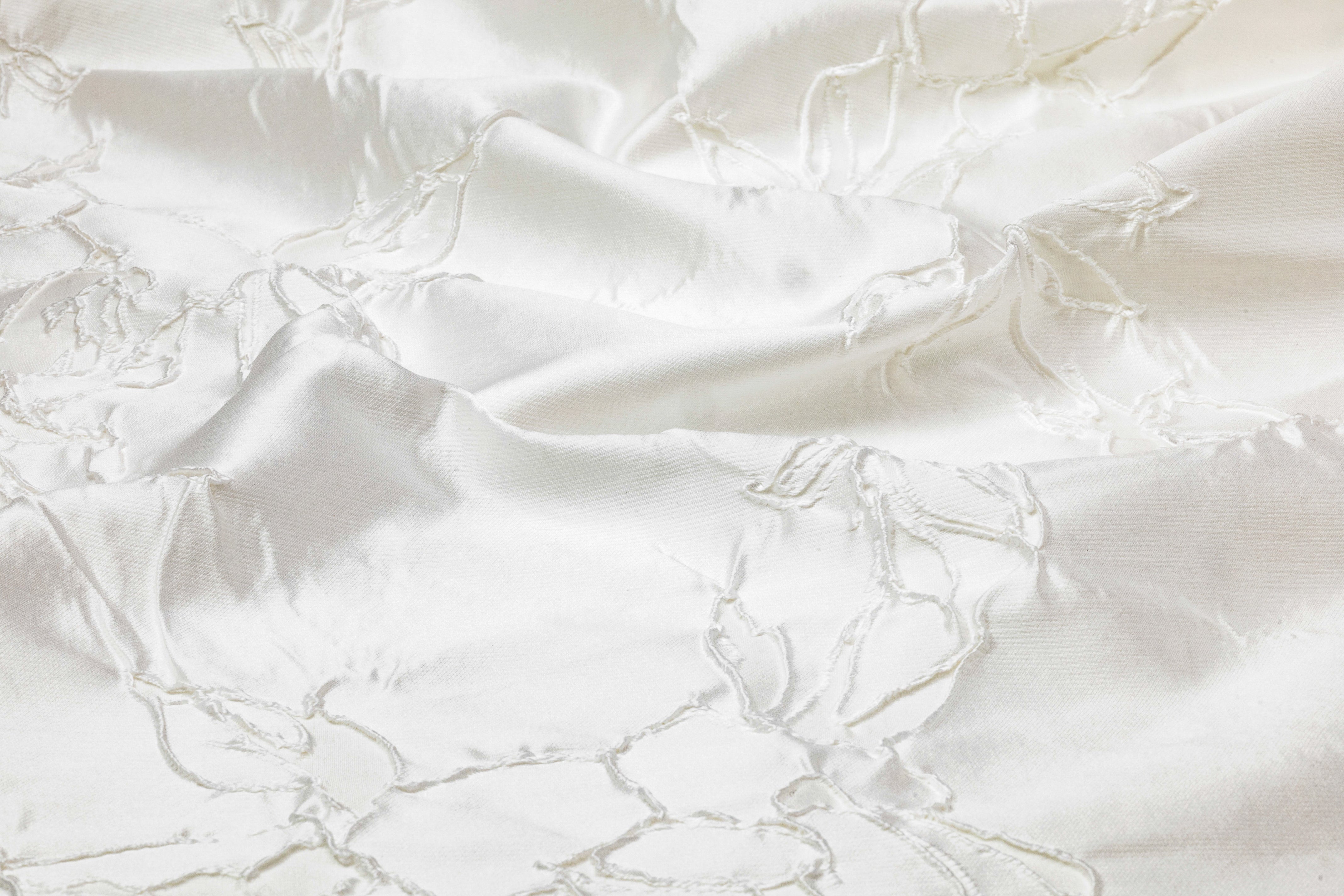 Abstract Italian Silk Blend Cloqué Brocade - Off White