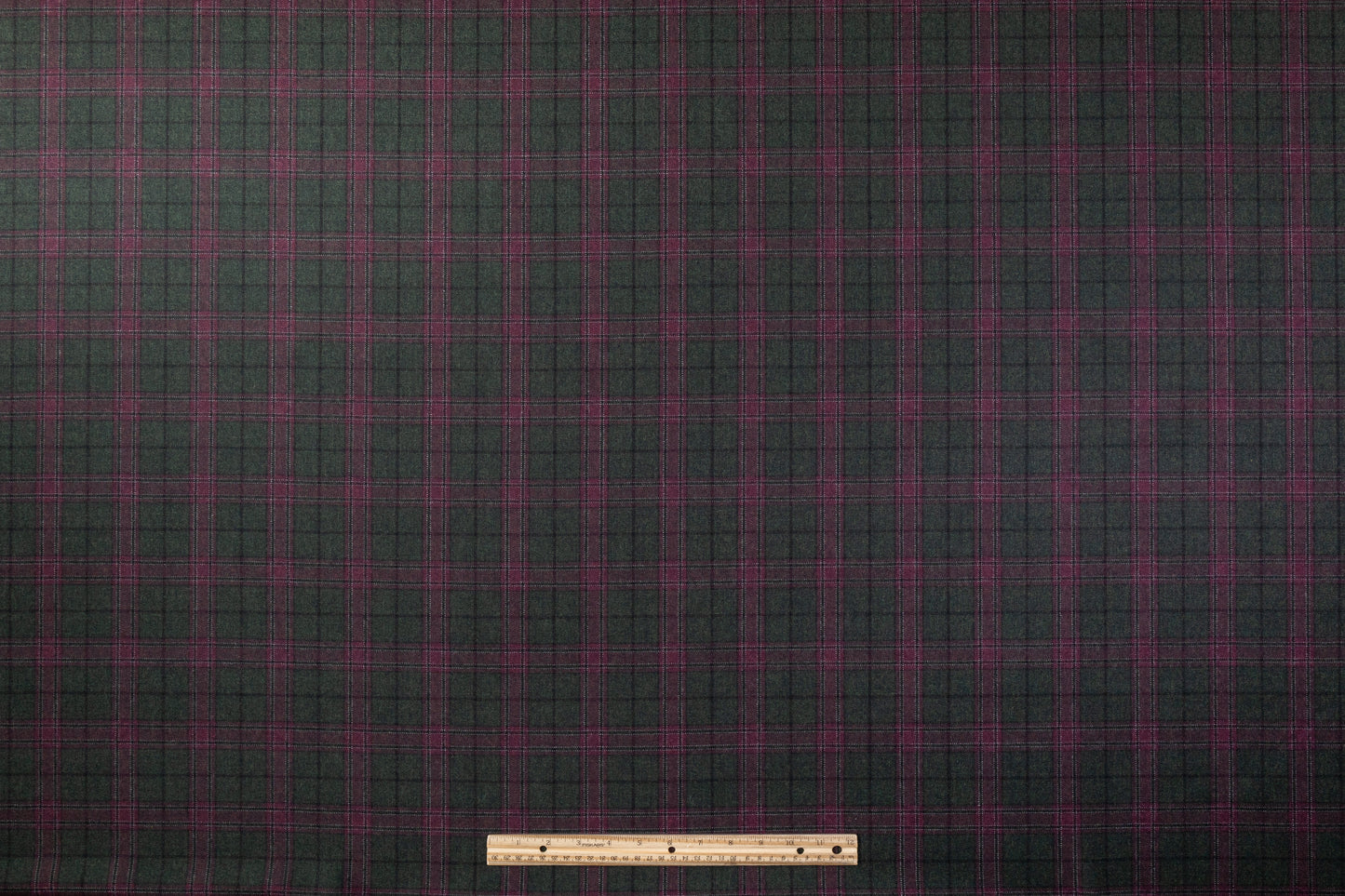 Checked Italian Merino Wool Suiting - Green / Purple