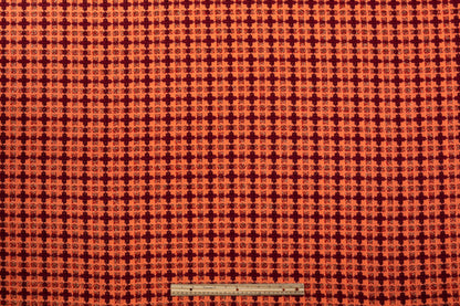 Metallic Italian Wool Blend Tweed - Peach / Burgundy