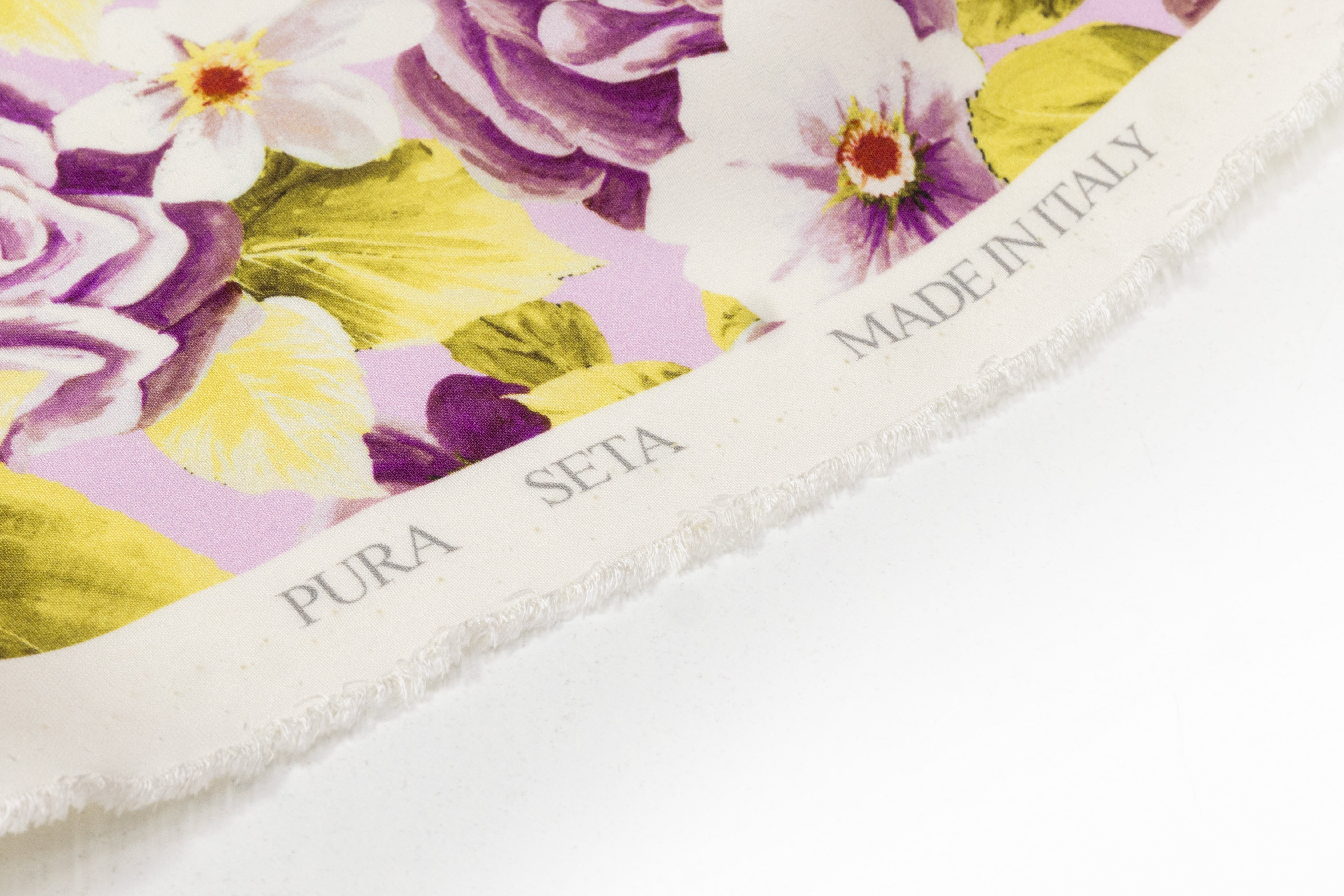 Floral Italian 4 Ply Silk Crepe - Purple / Chartreuse / Pink