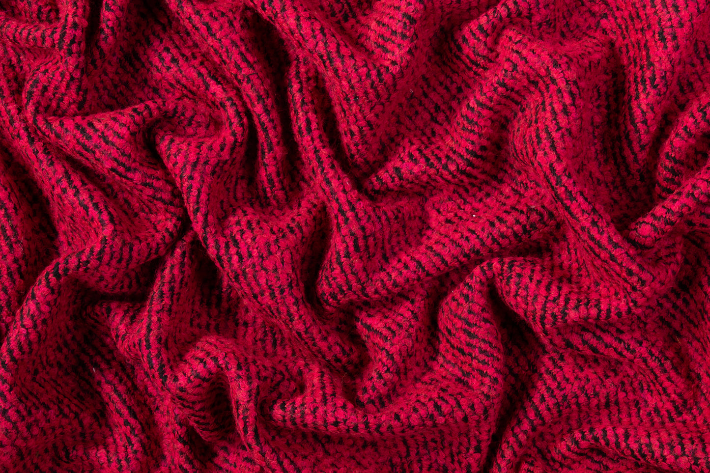 Two-Tone Italian Wool Blend Boucle Coating - Black / Magenta