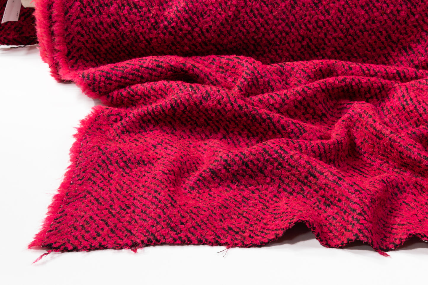 Two-Tone Italian Wool Blend Boucle Coating - Black / Magenta