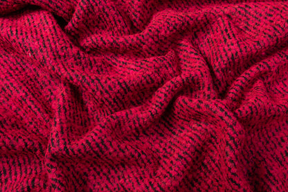 Two-Tone Italian Wool Blend Boucle Coating - Black / Magenta