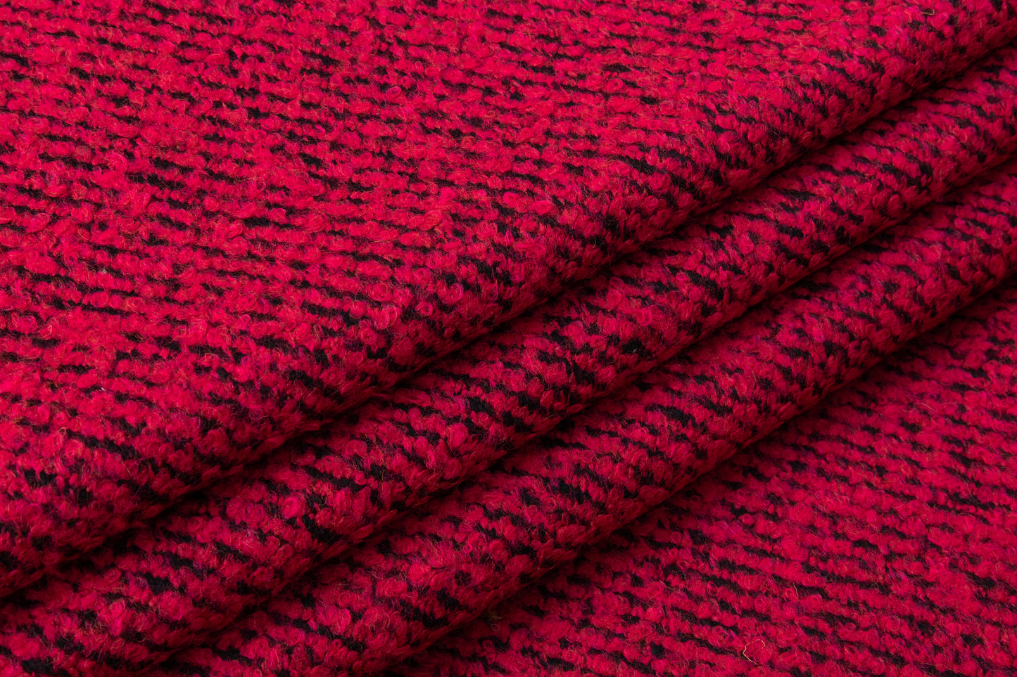 Two-Tone Italian Wool Blend Boucle Coating - Black / Magenta