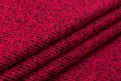 Two-Tone Italian Wool Blend Boucle Coating - Black / Magenta