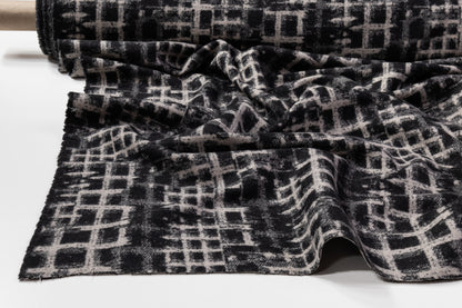 Abstract Italian Wool Coating - Gray / Black