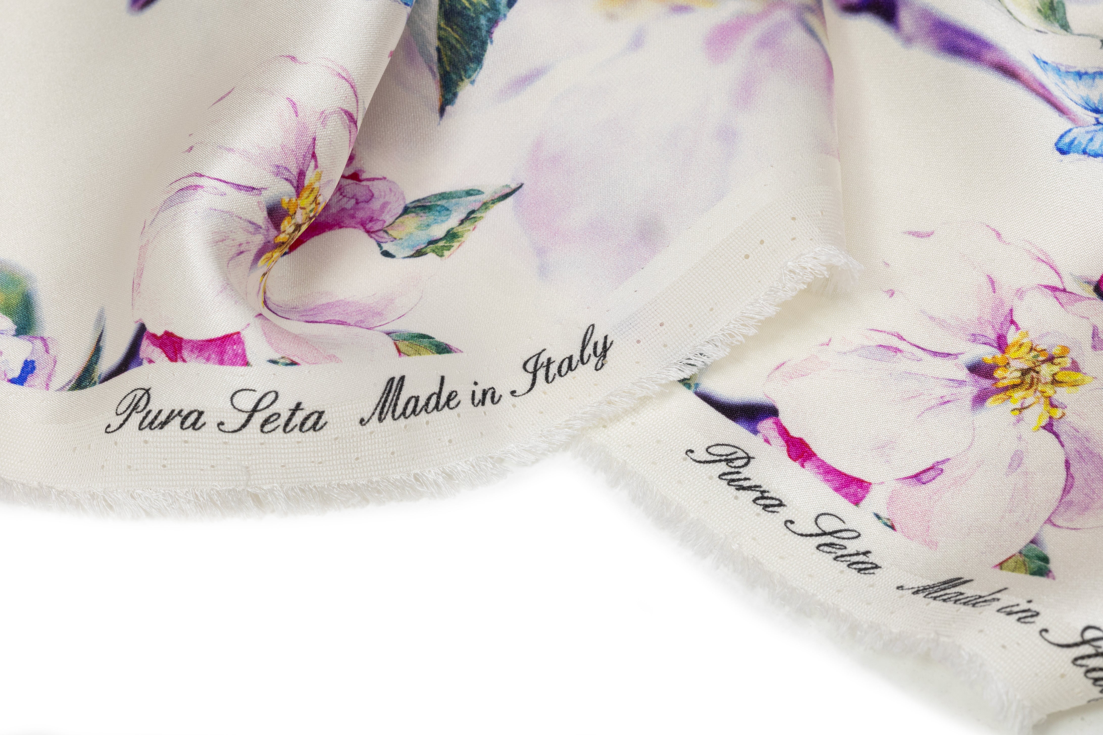 Floral Italian Double Satin Silk Charmeuse - Off White / Multicolor