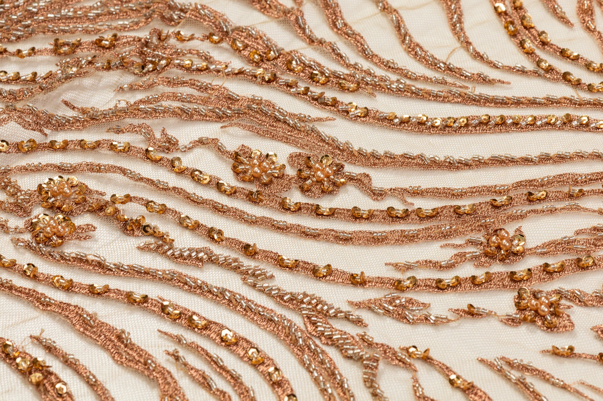 Beaded and Embroidered Tulle - Copper – Prime Fabrics