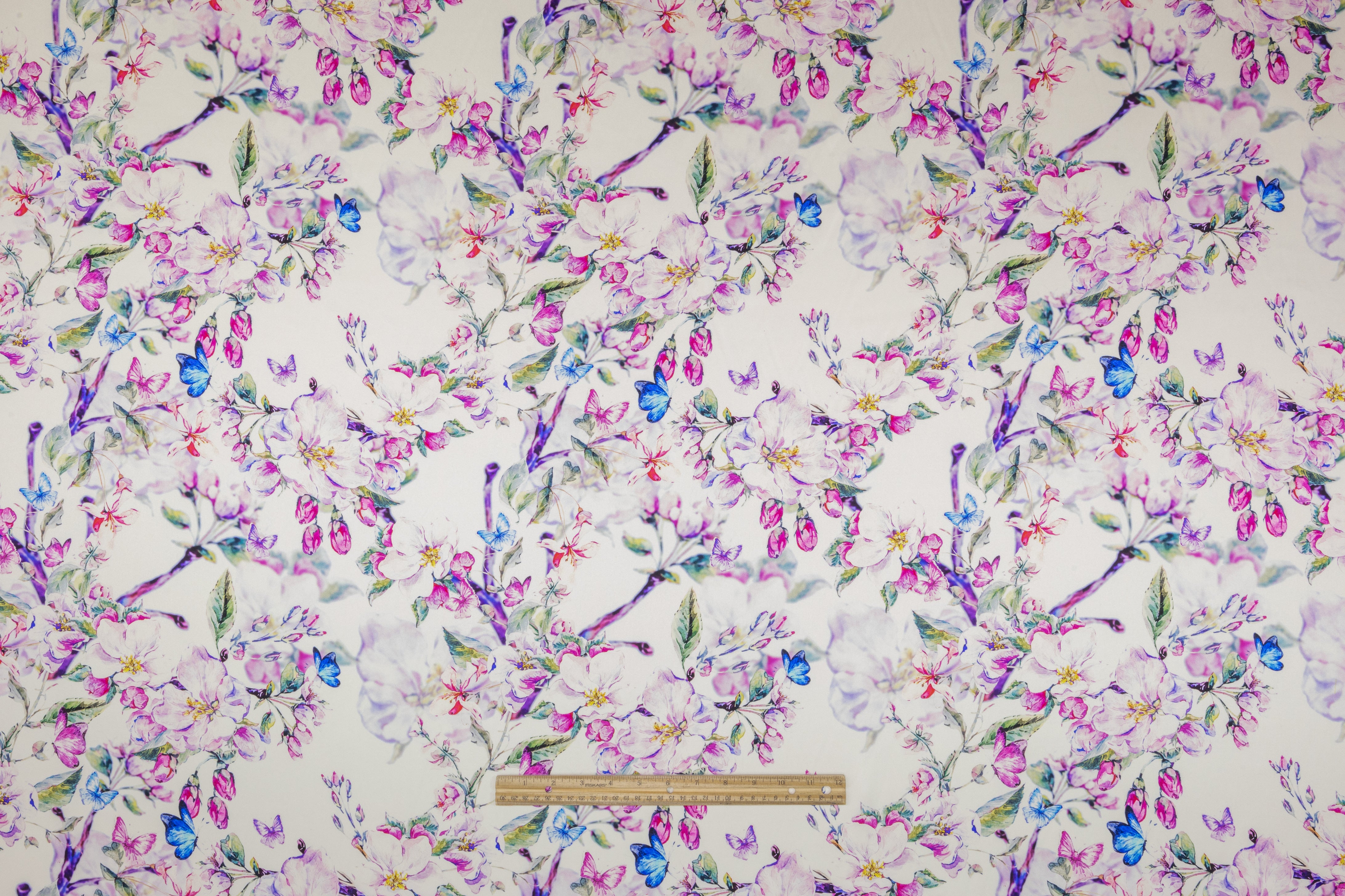 Floral Italian Double Satin Silk Charmeuse - Off White / Multicolor