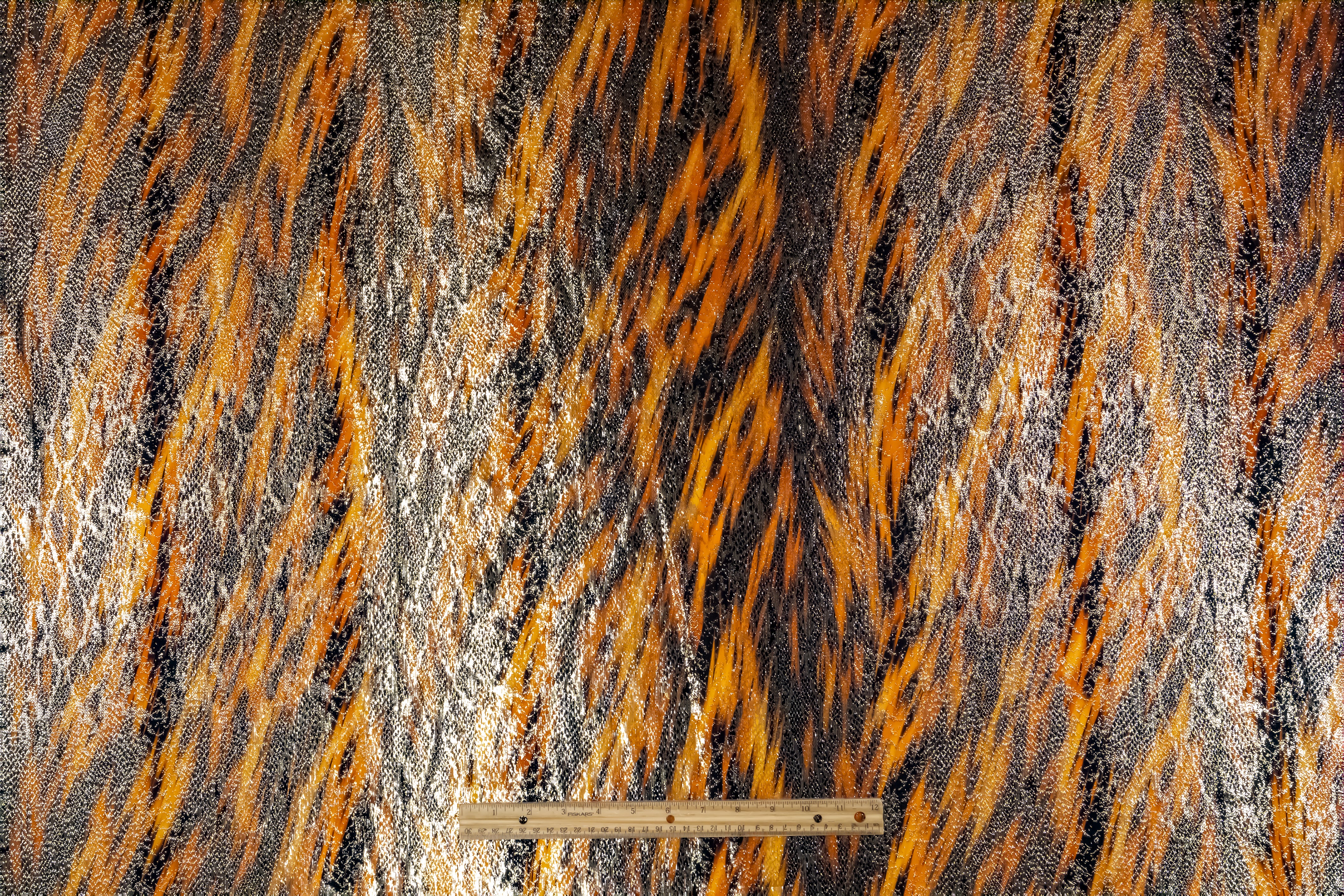 Italian Silk Jacquard Lamé - Burnt Orange / Gold / Black