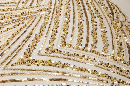 Beaded and Sequined Mesh - Champagne Gold