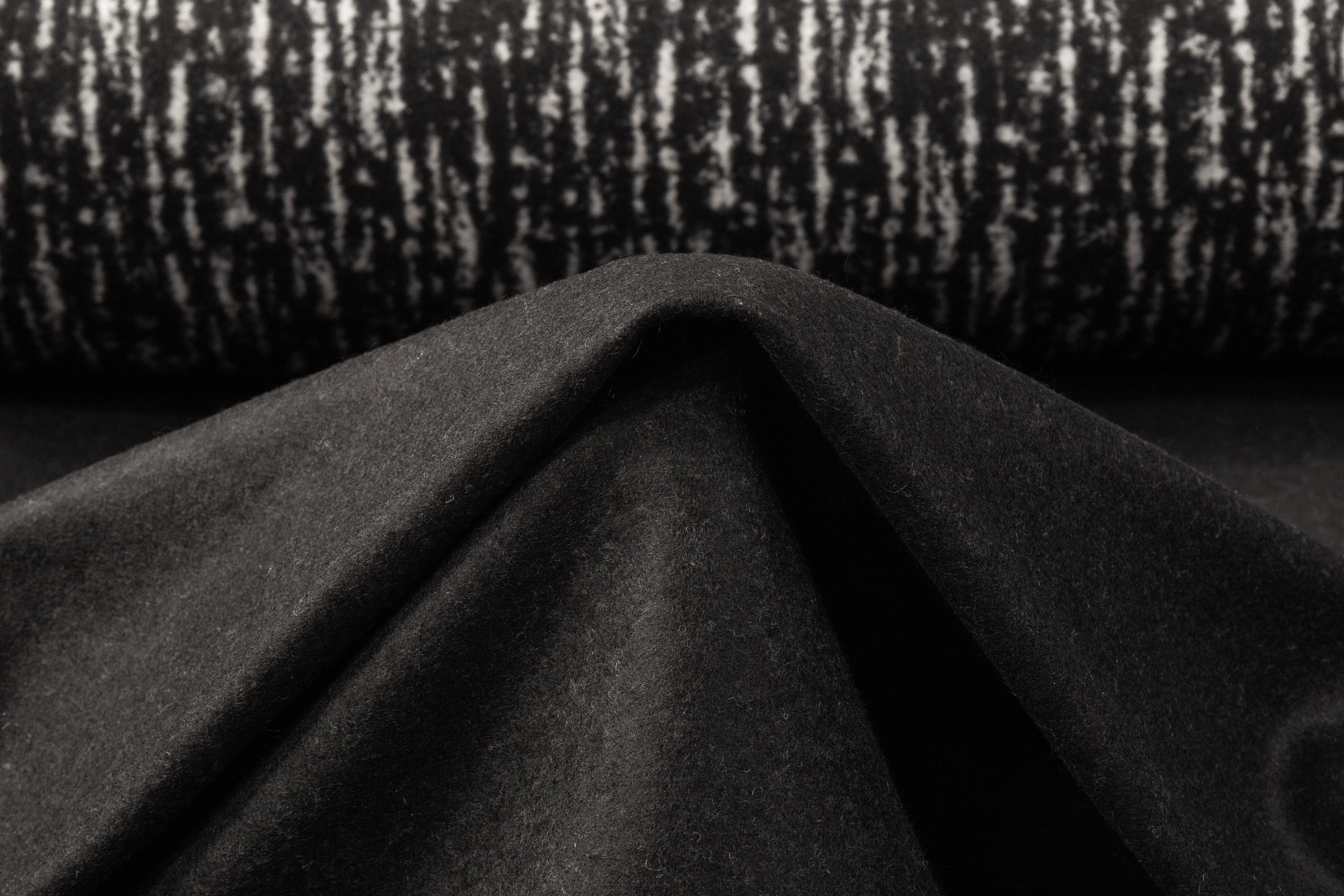 Double Faced Italian Wool Nylon Coating - Black / White