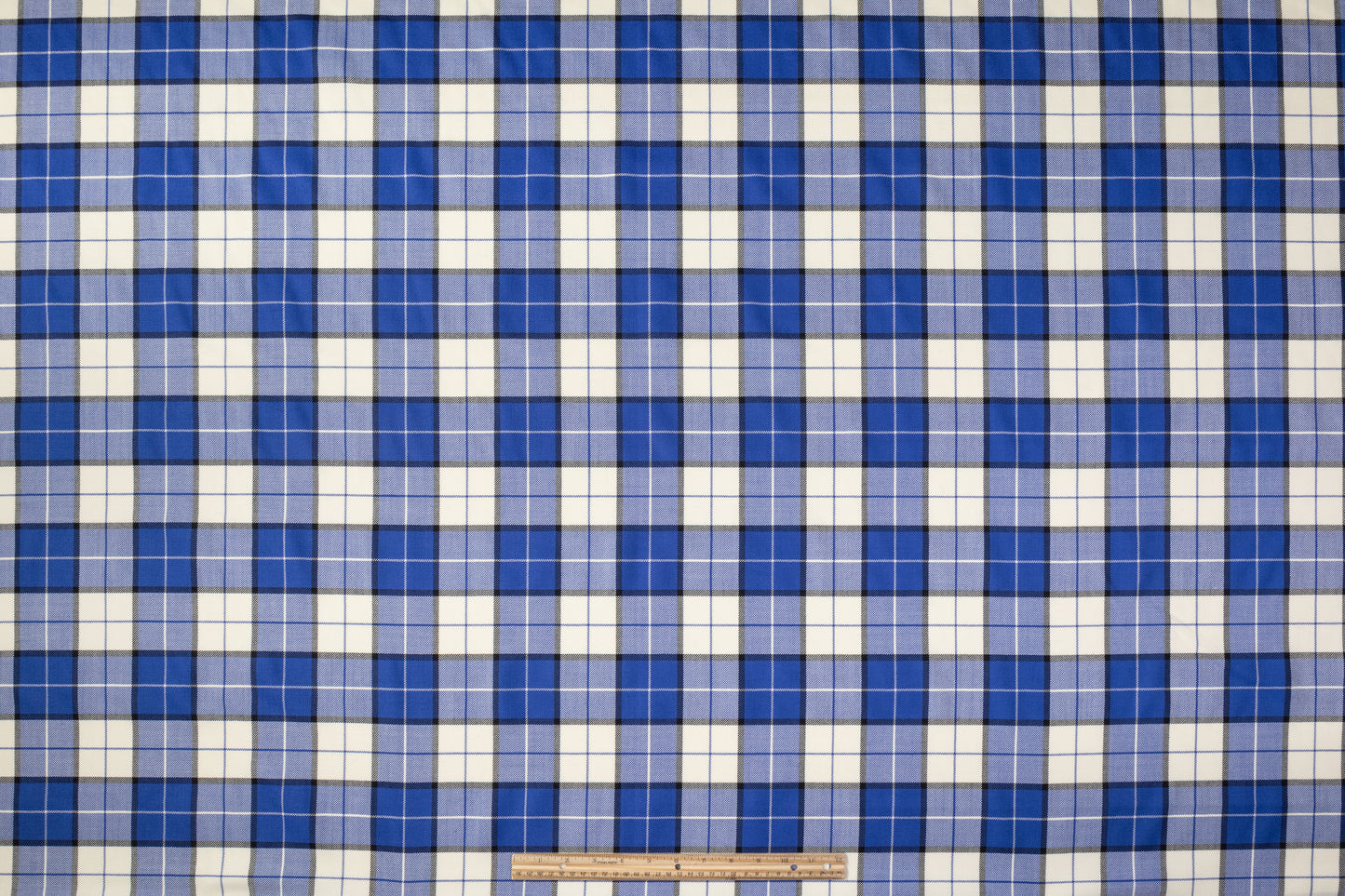 Tartan Italian Wool Suiting - Blue / White