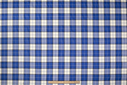 Tartan Italian Wool Suiting - Blue / White