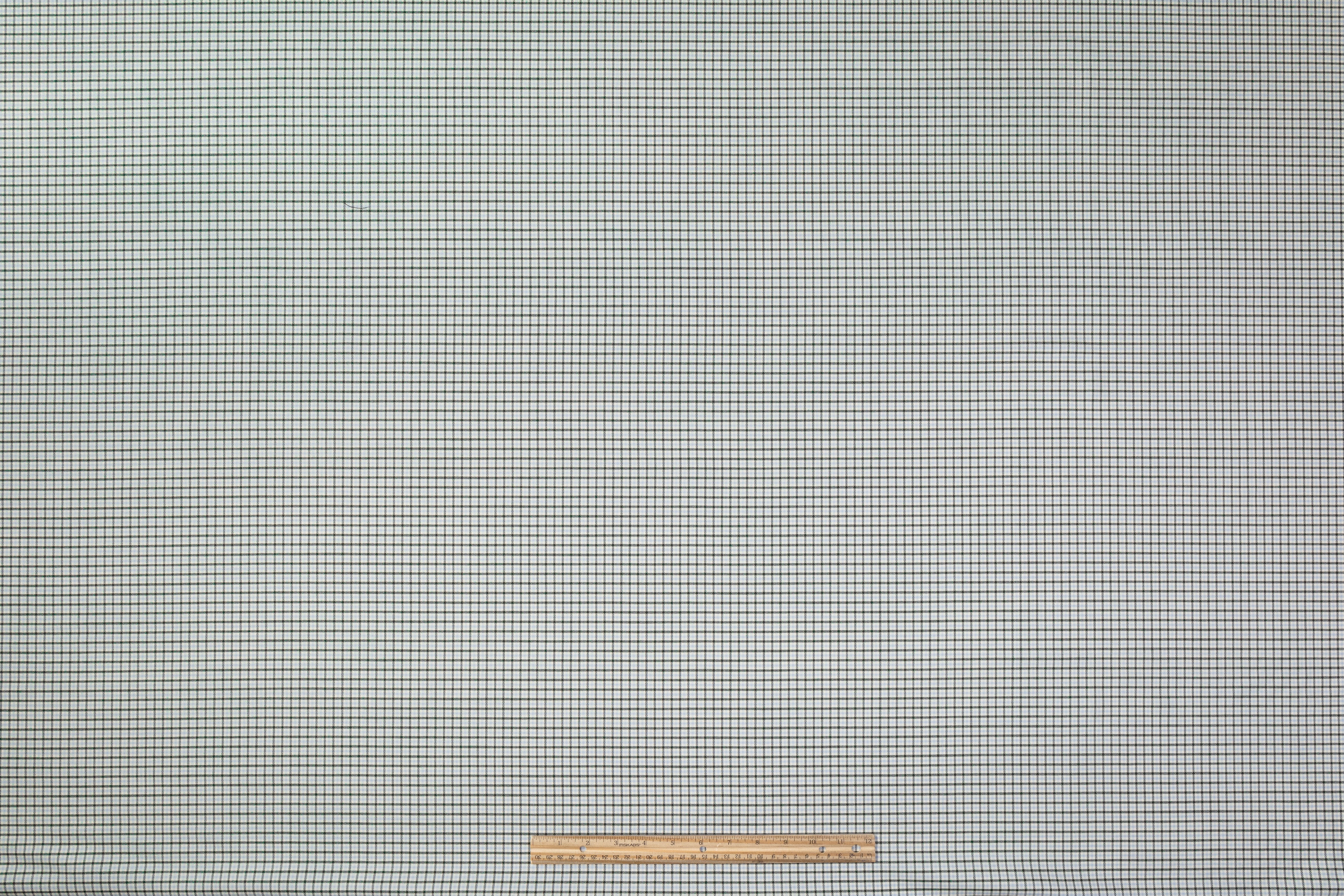 Checked Italian Wool Suiting - Baby Blue / Green / White