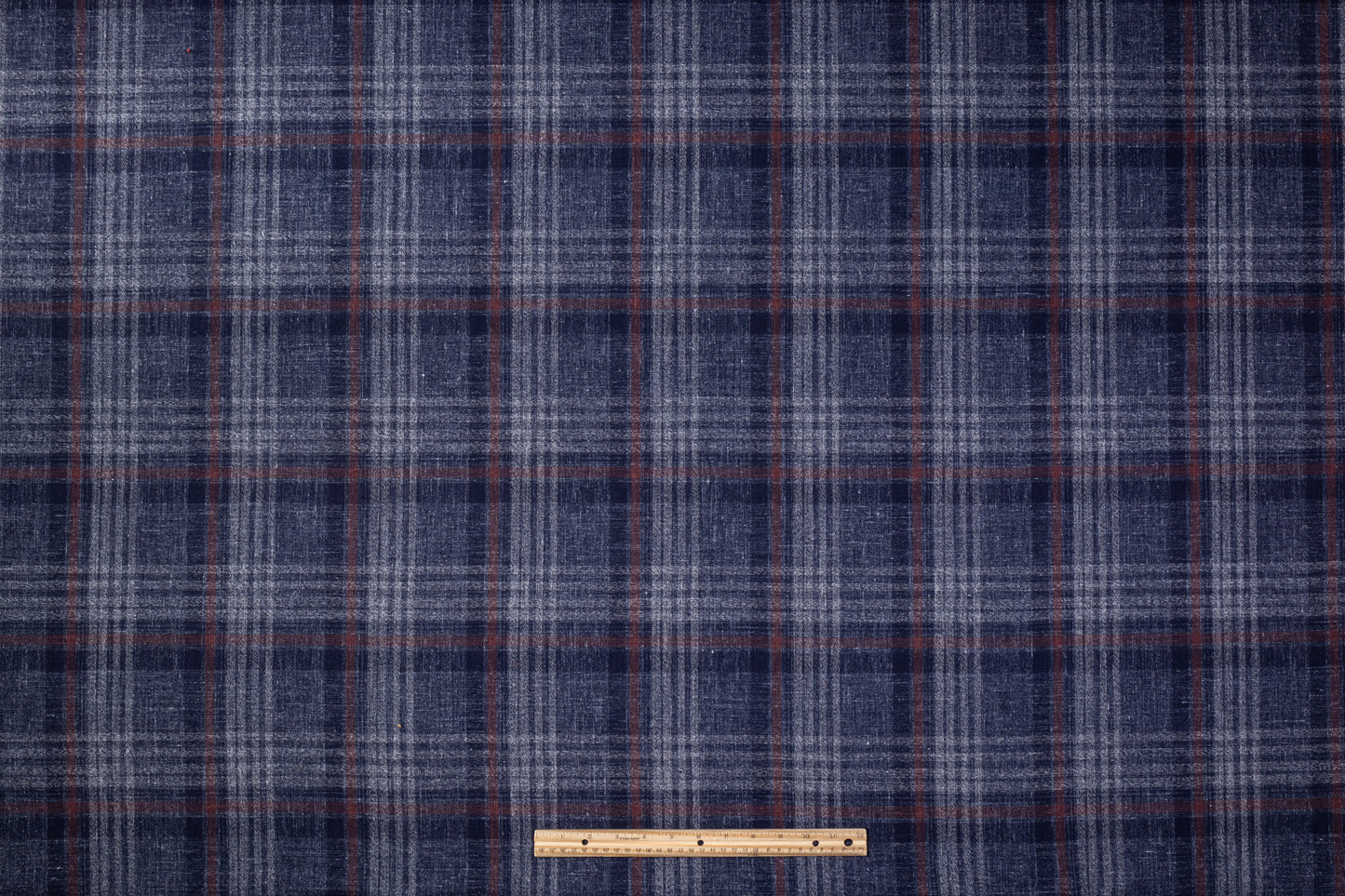 Checked Italian Wool Suiting - Blue / Brick Red
