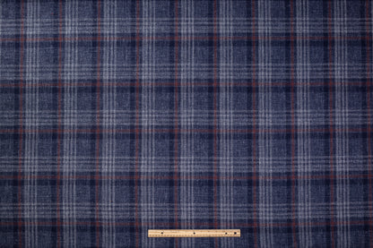 Checked Italian Wool Suiting - Blue / Brick Red