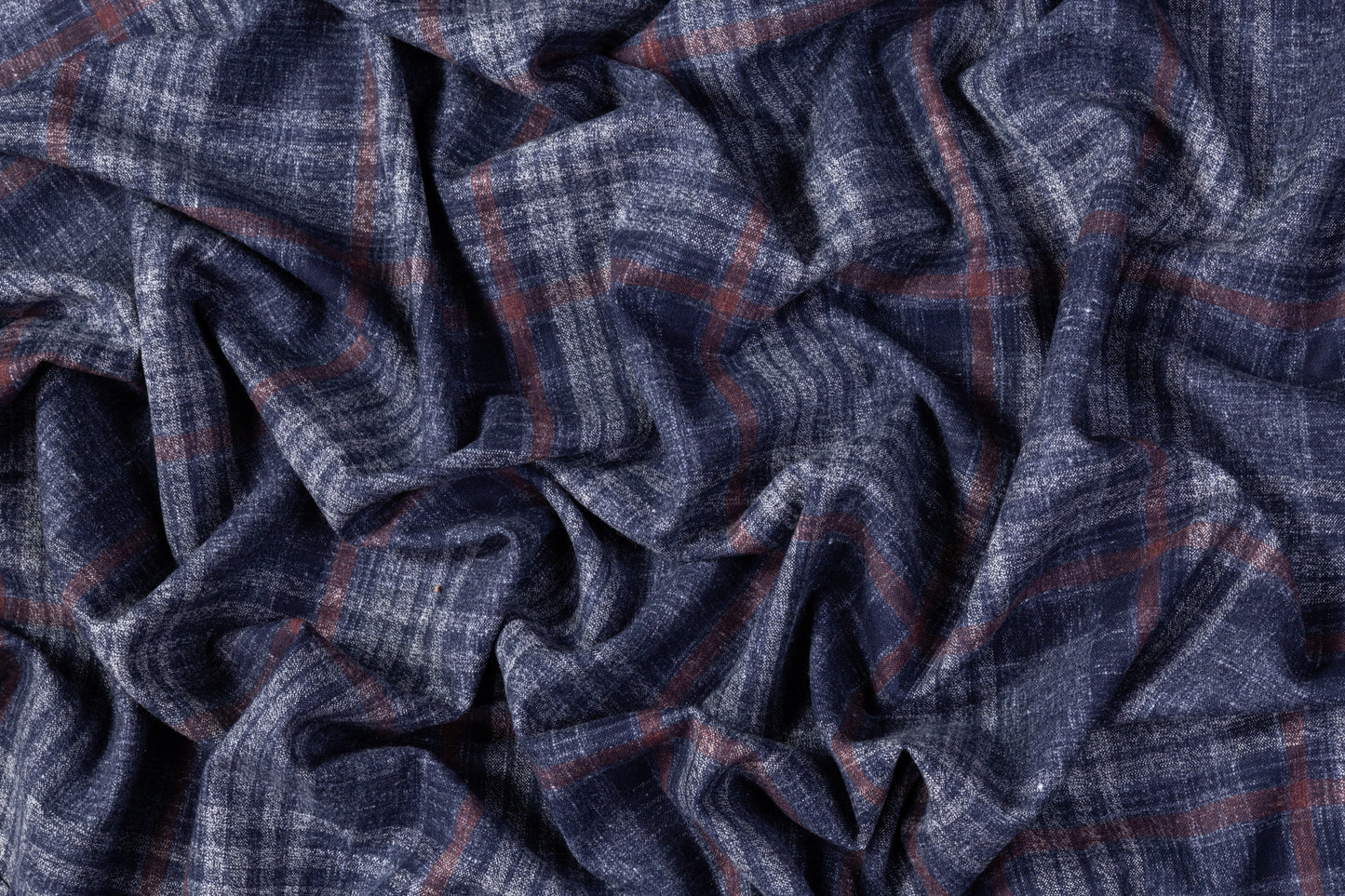 Checked Italian Wool Suiting - Blue / Brick Red