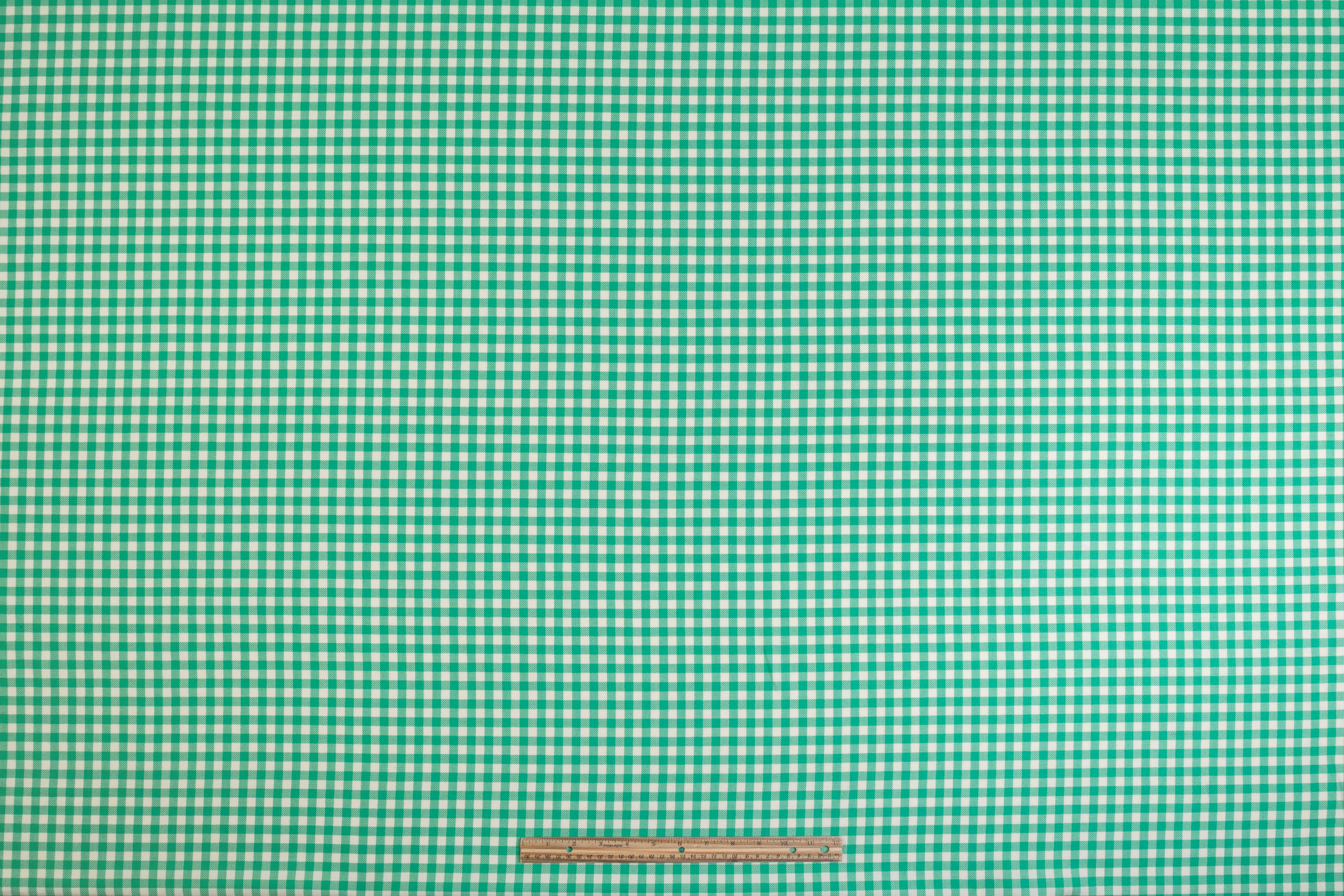 Gingham Checked Italian Wool Suiting - Jade Green / Off White