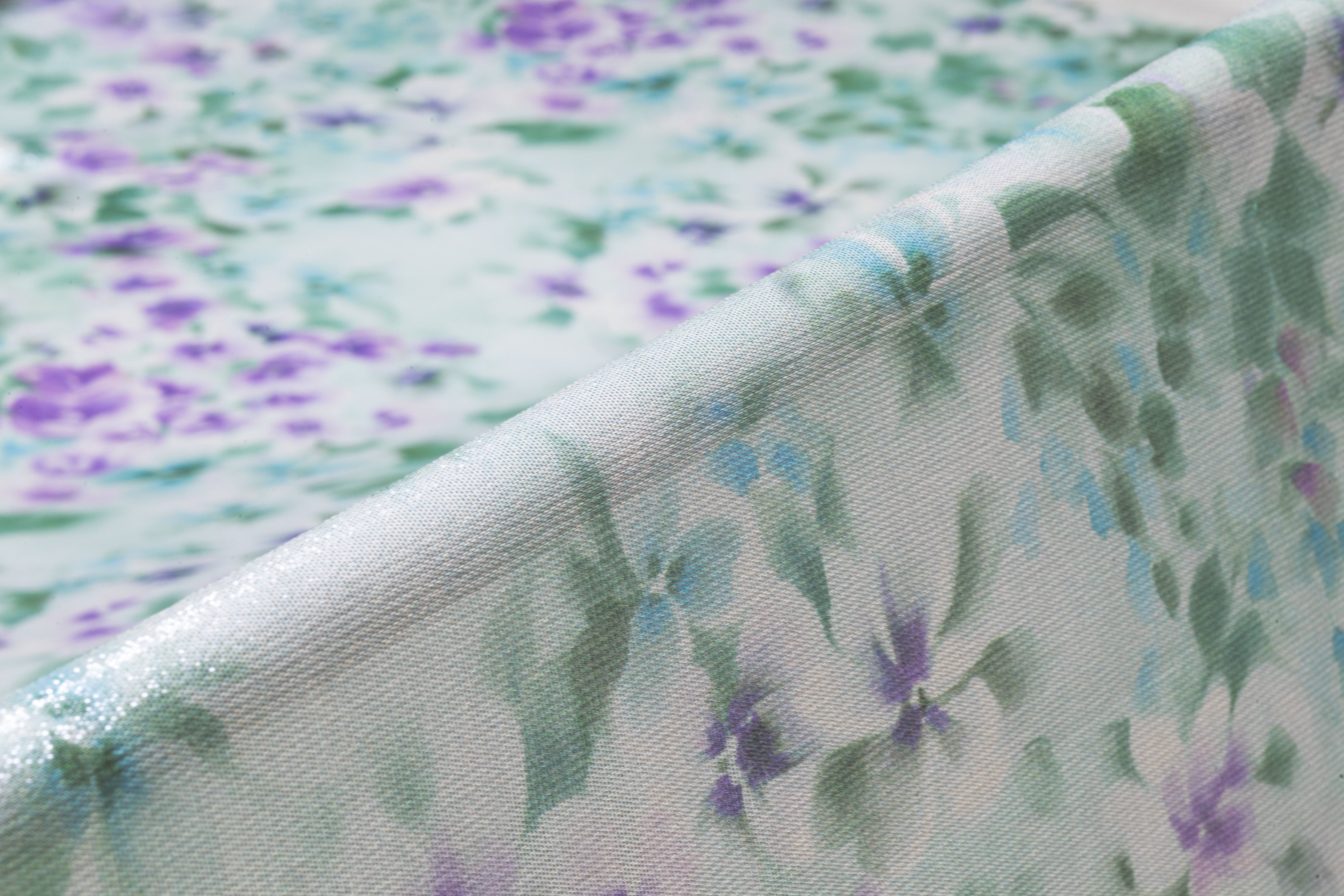 Floral Metallic Silk Chiffon Lamé - Green / Violet