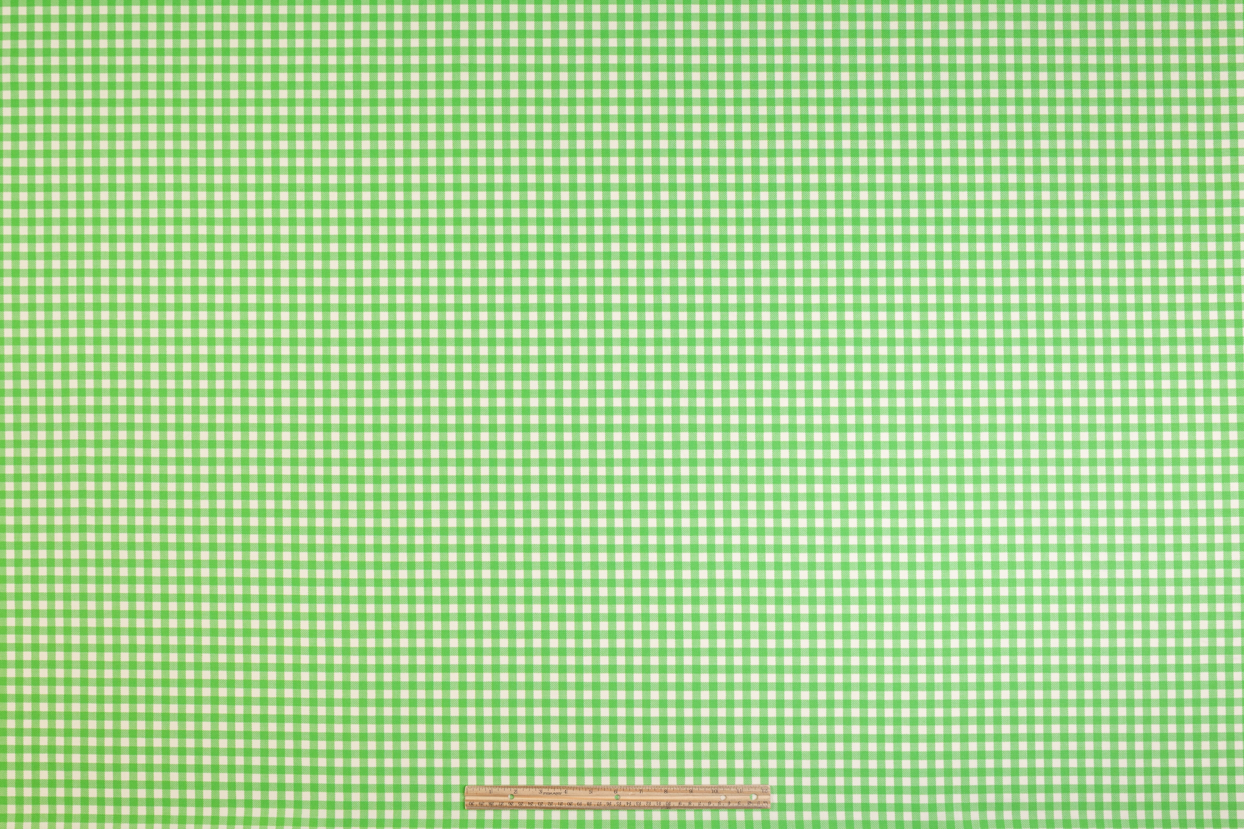Gingham Checked Italian Wool Suiting - Green / Off White