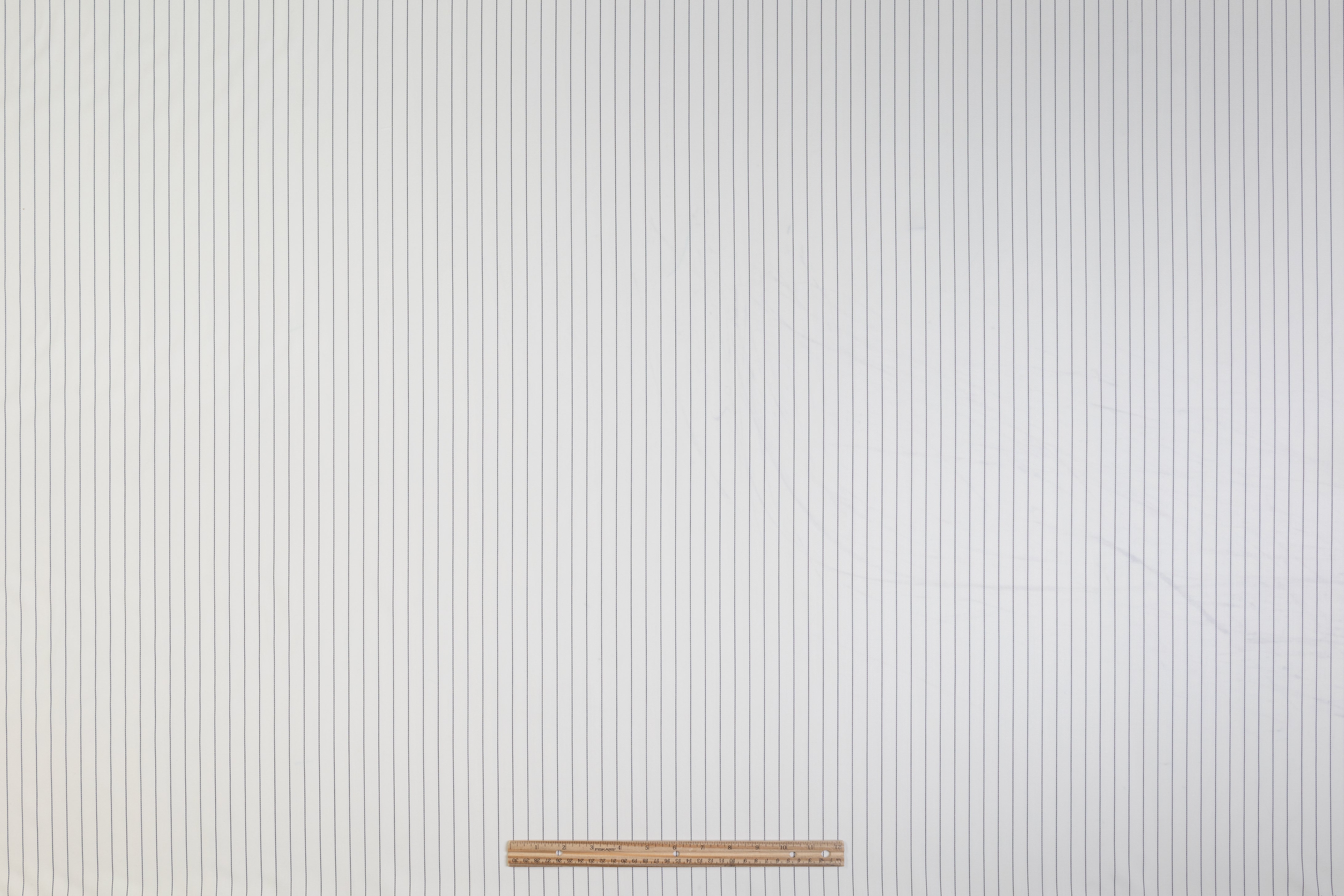 Pin Striped Italian Satin Faille Wool Suiting - Off White / Black