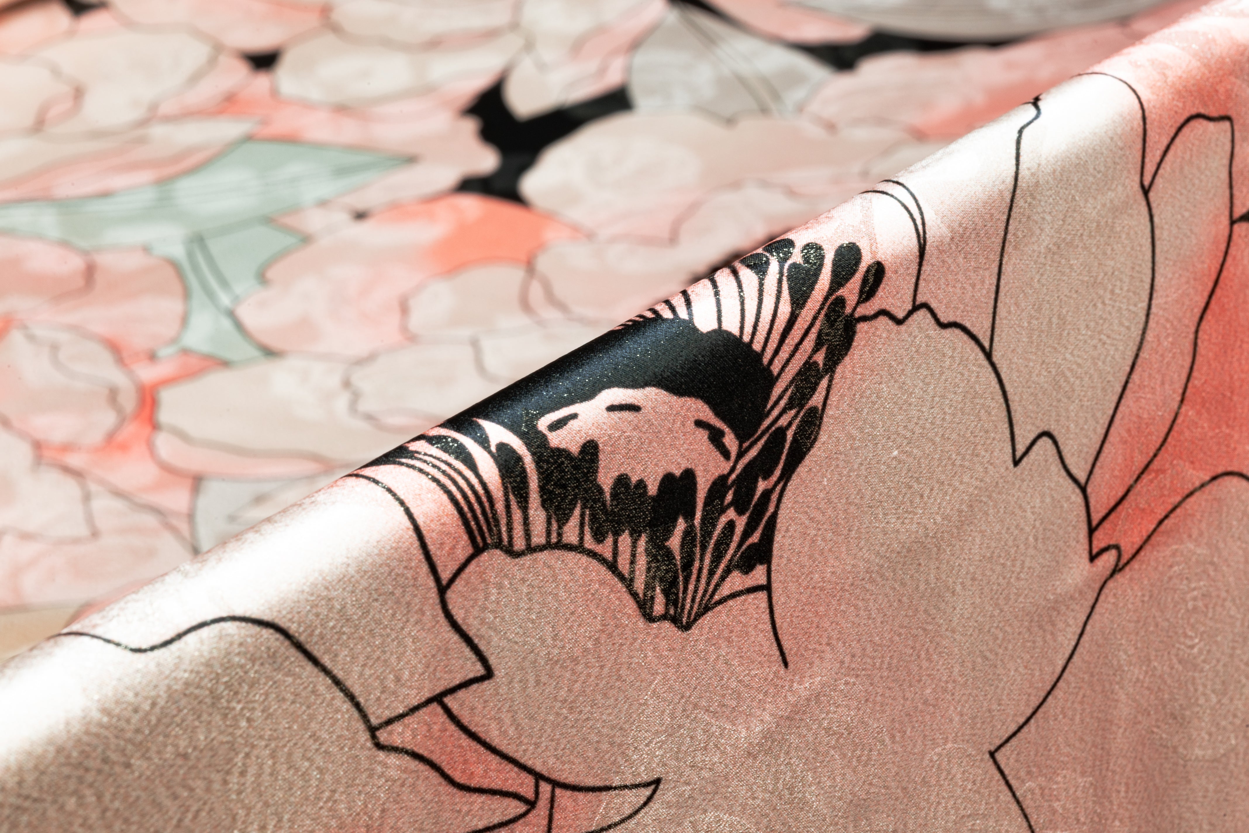Floral Italian Silk Jacquard Lamé - Blush / Gold / Green