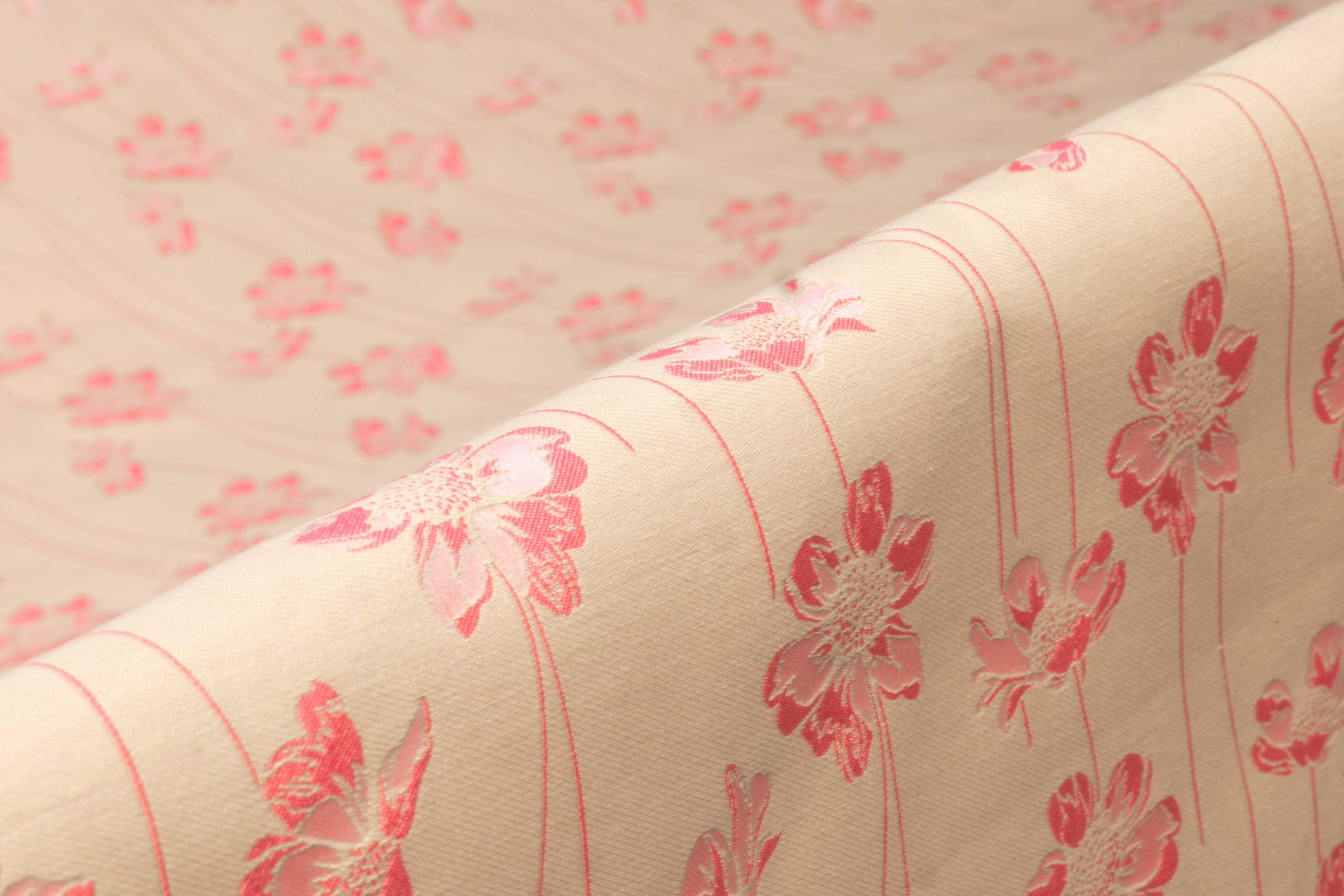 Ratti - Floral Italian Silk Blend Brocade - Pink / Beige