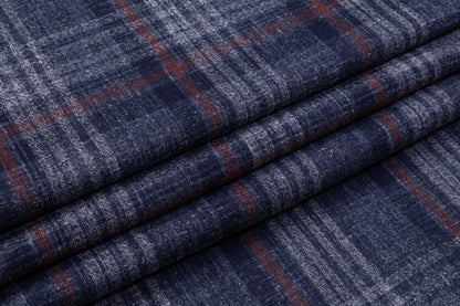 Checked Italian Wool Suiting - Blue / Brick Red