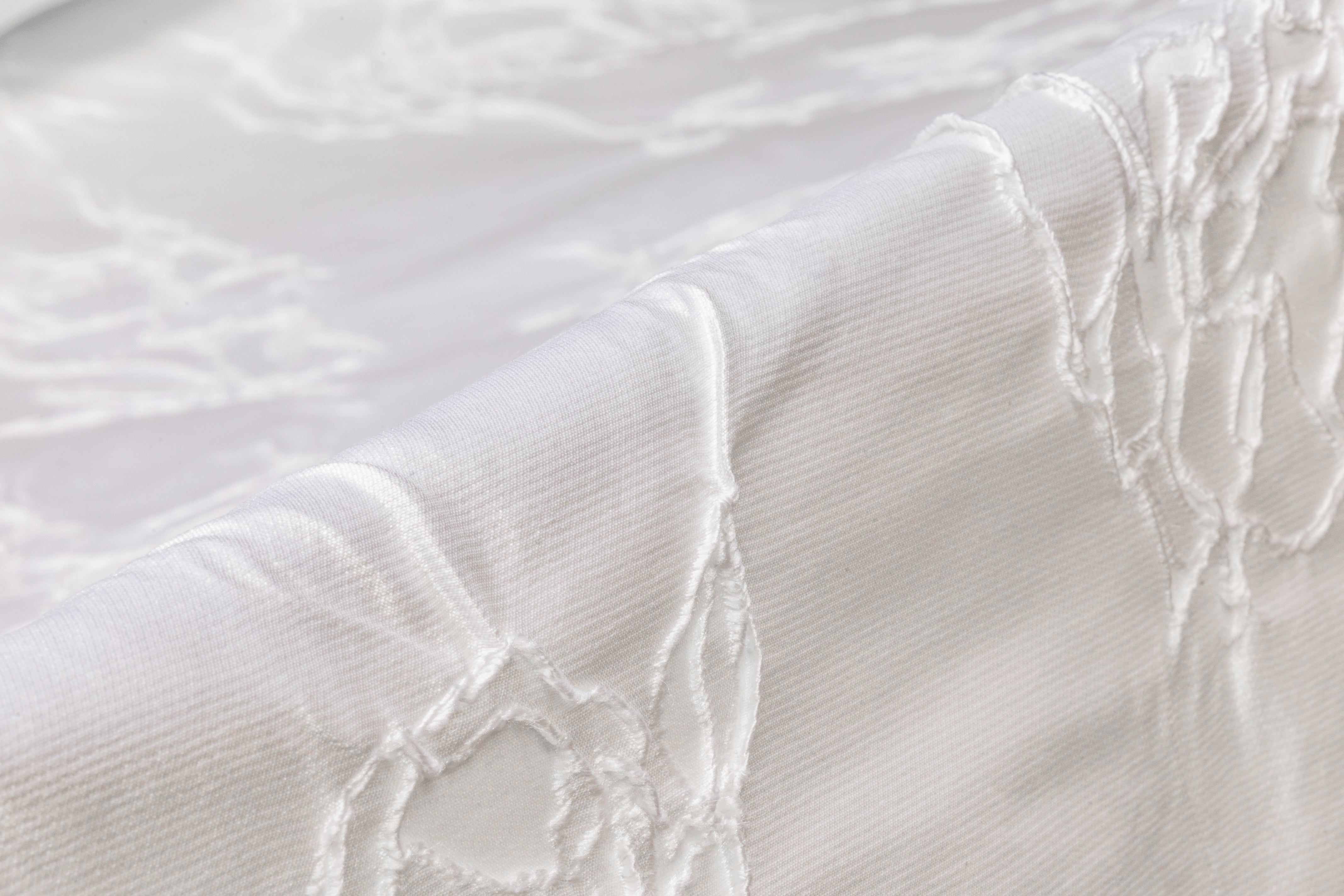 Abstract Italian Silk Blend Cloqué Brocade - Off White
