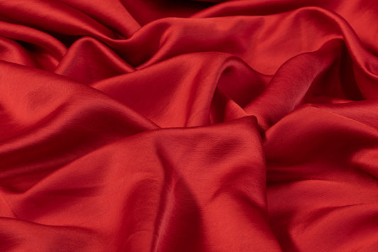 Heavy Viscose Acetate Italian Charmeuse - Cherry Red