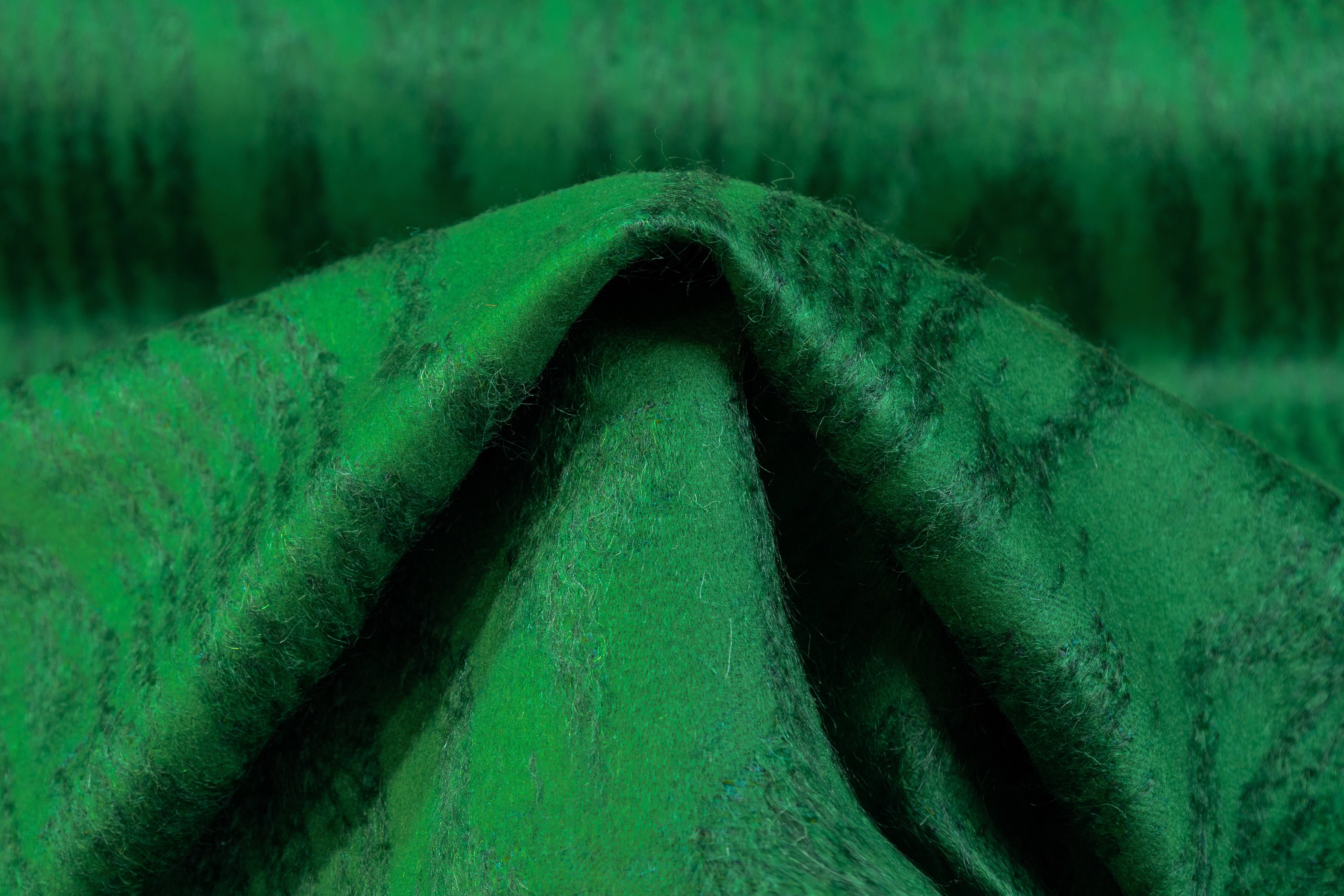 Moiré Design Wool Mohair Coating - Green