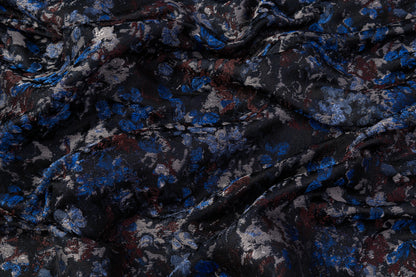 Abstract Italian Brocade - Blue / Burgundy / Gray