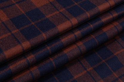 Checked Italian Wool Nylon Coating - Blue / Burned Orange