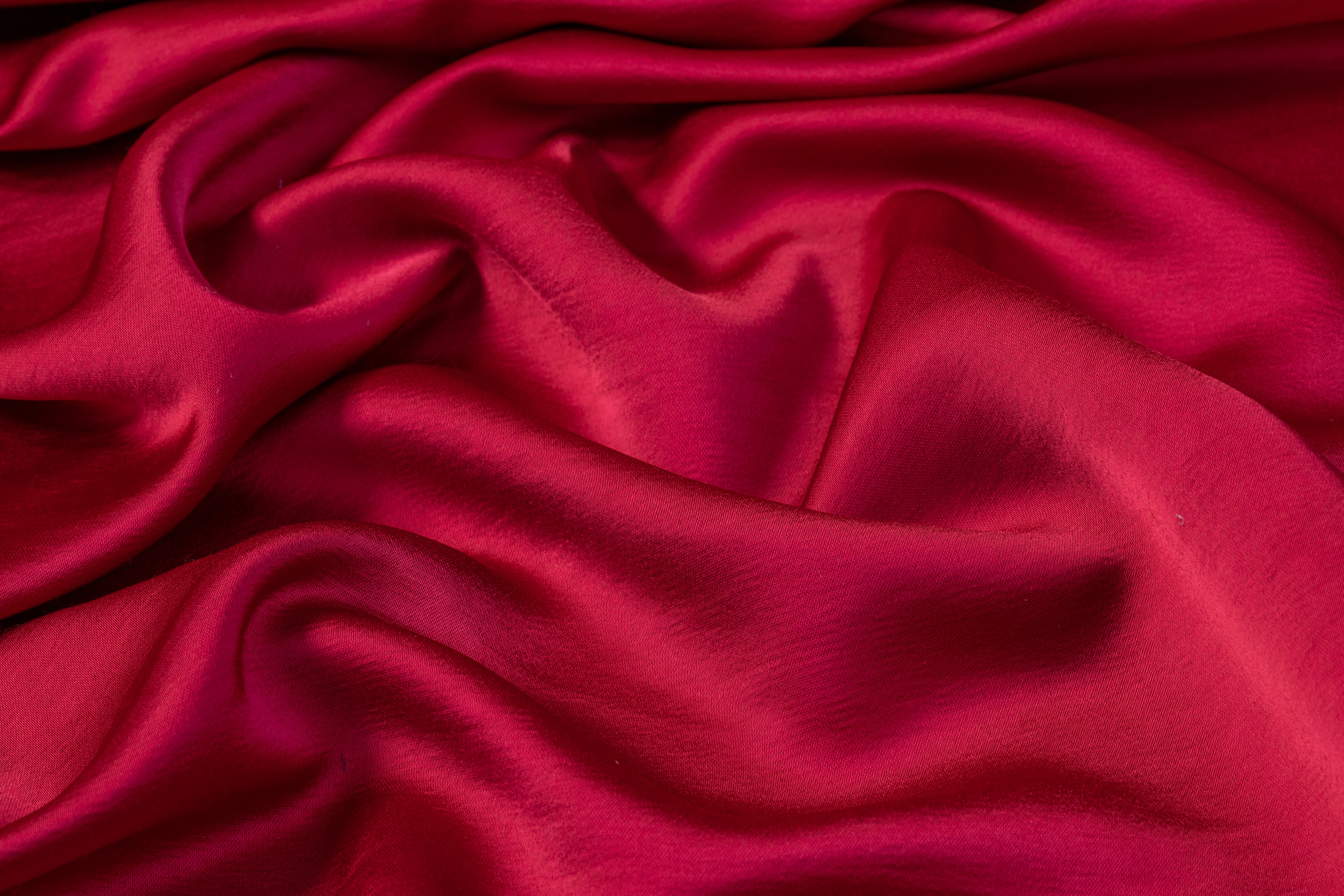 Heavy Viscose Acetate Italian Charmeuse - Lipstick Red
