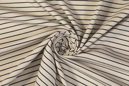 Striped Rayon Jersey Knit - Beige / Black