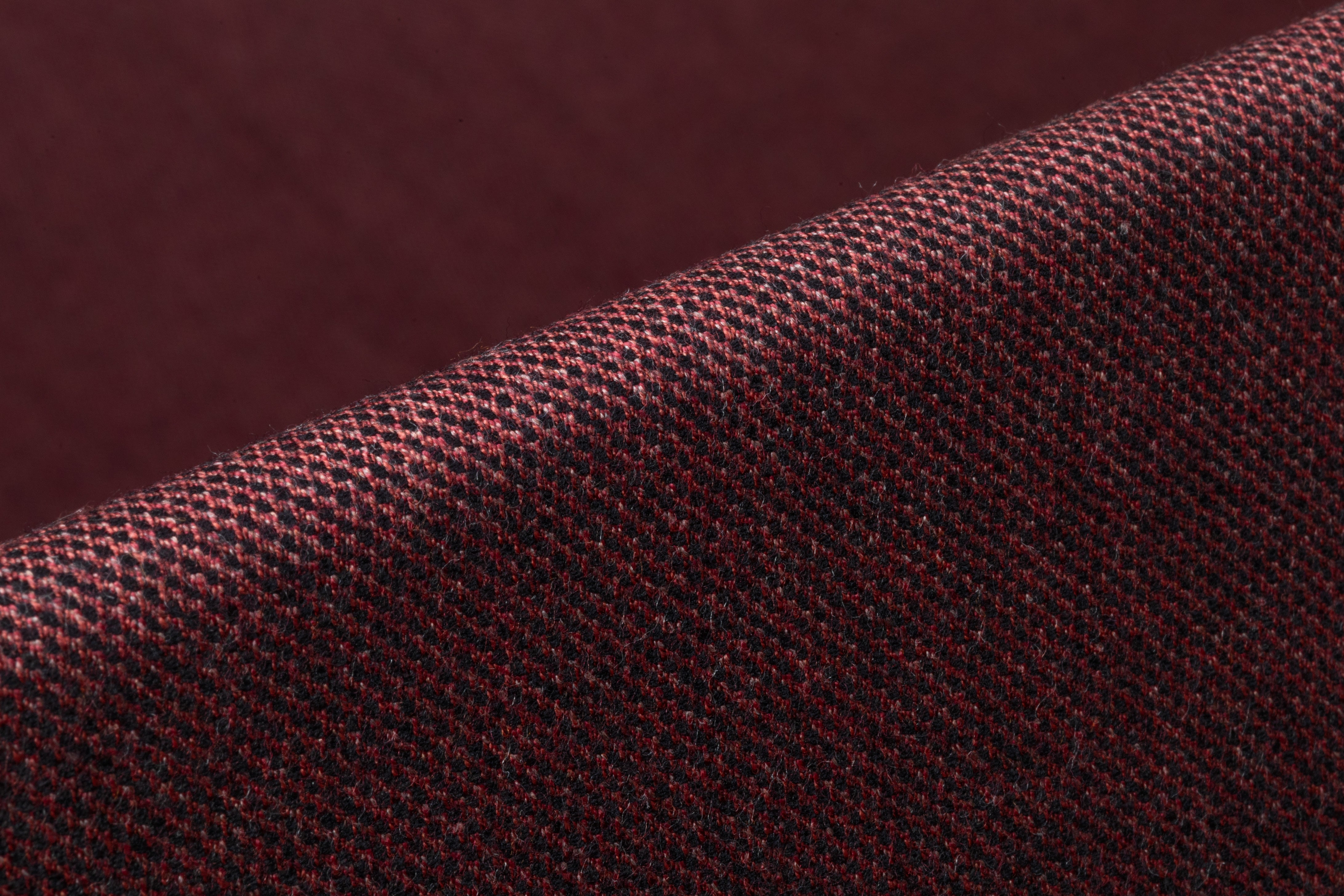Two Tone Italian Wool Suiting - Burgundy / Black