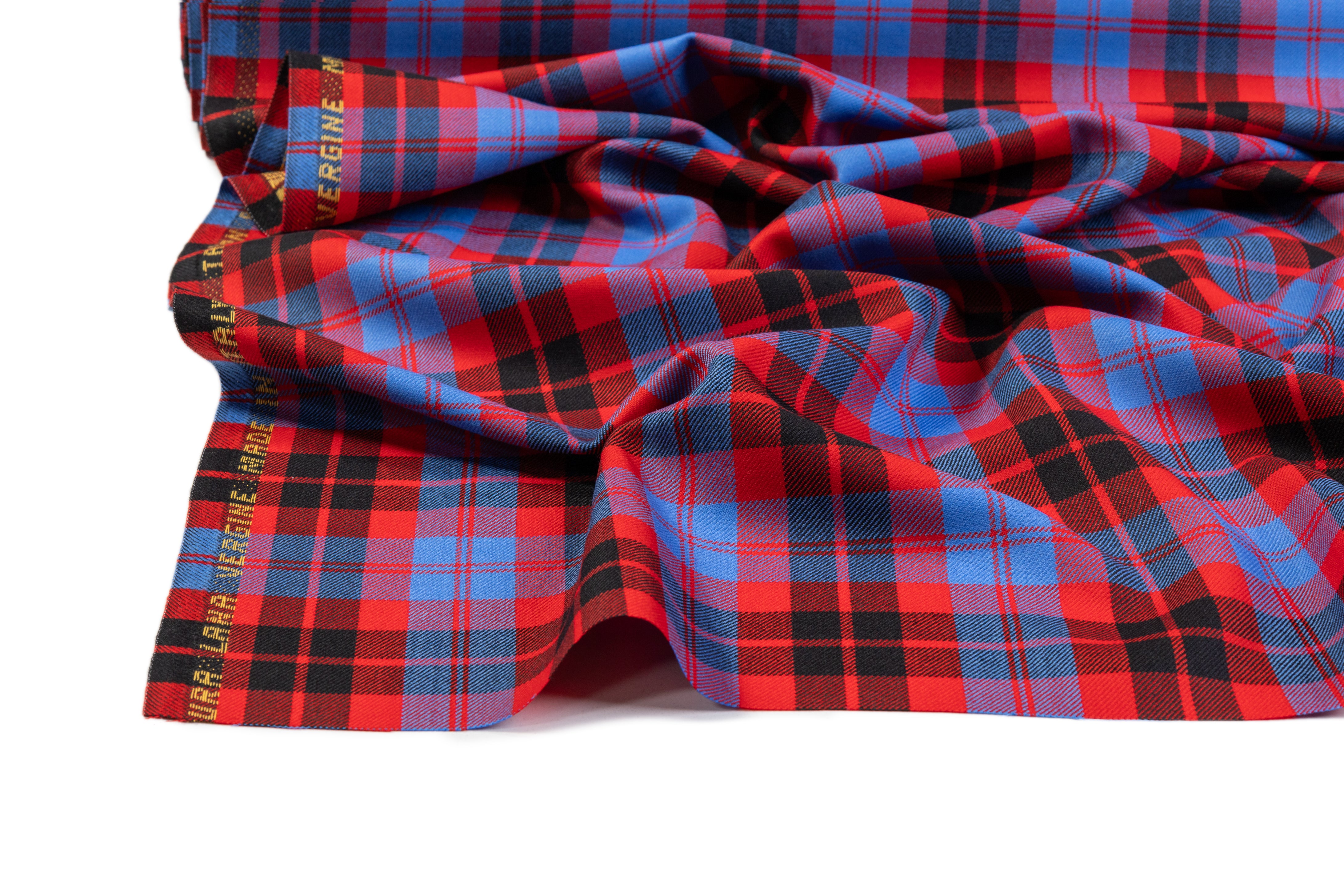Checked Italian Wool Suiting - Red / Blue