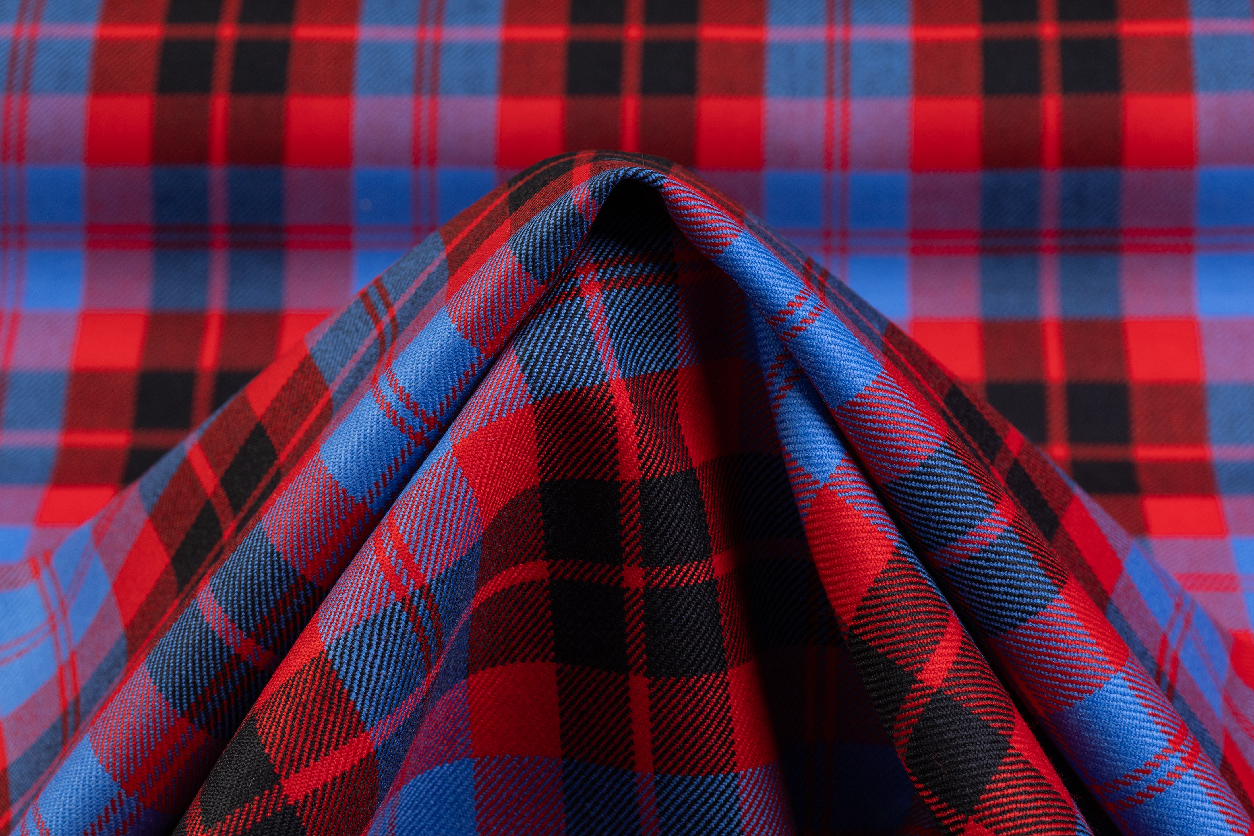 Checked Italian Wool Suiting - Red / Blue