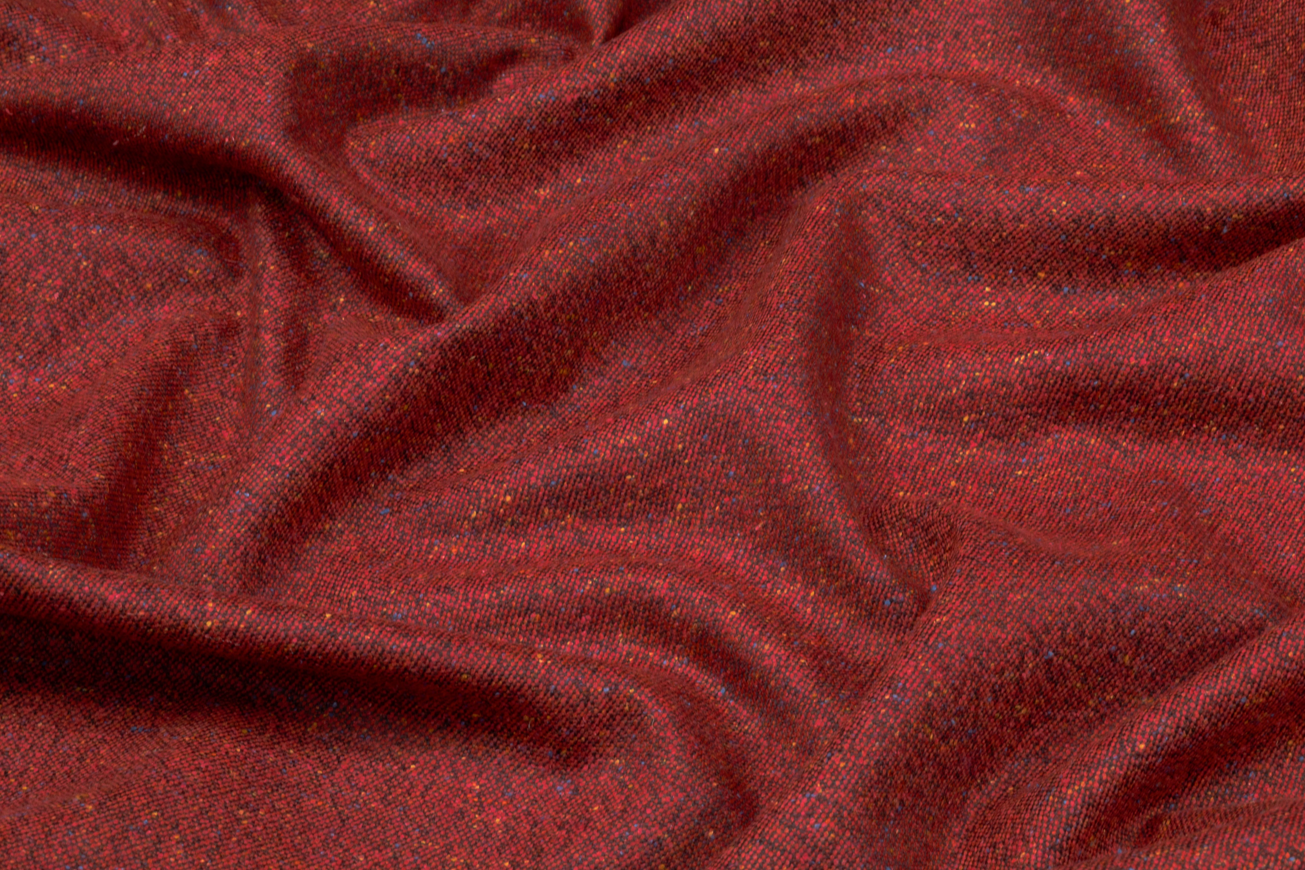 Italian Wool Blend Tweed Suiting - Brick Red