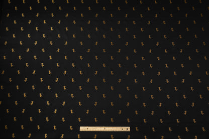 Bunny Embroidered Italian Wool Gabardine - Black / Gold