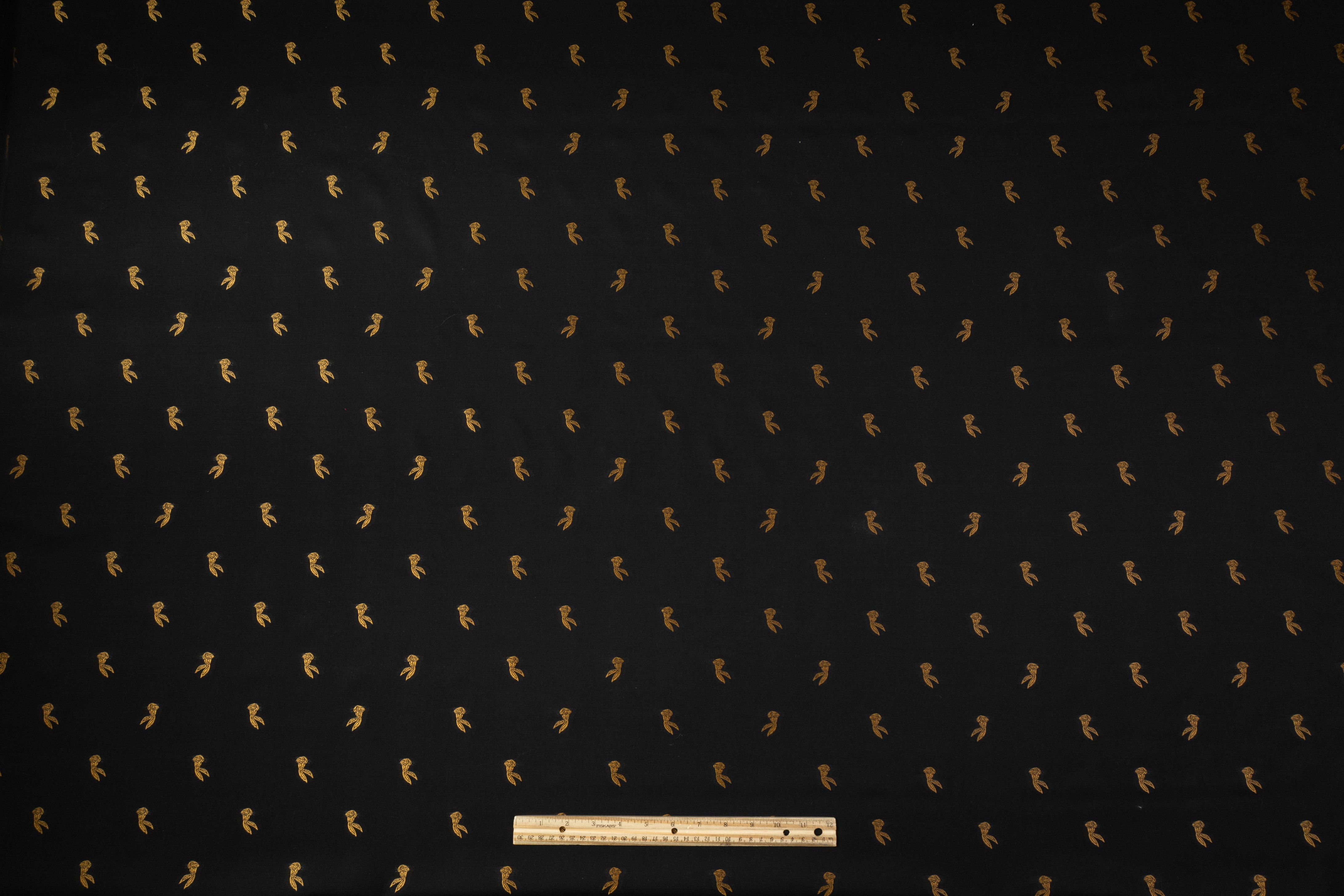 Bunny Embroidered Italian Wool Gabardine - Black / Gold