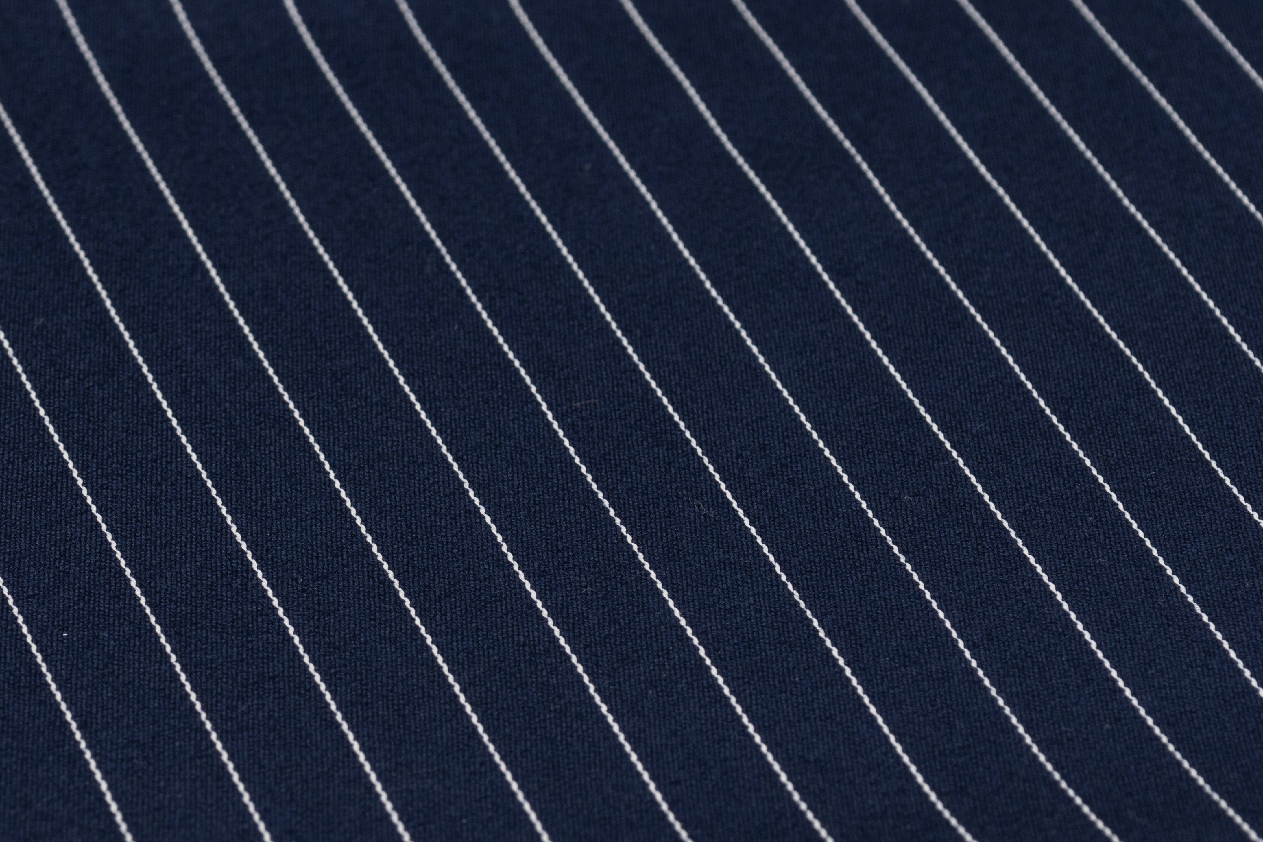 Pin Striped Italian Satin Faille Wool Suiting - Navy / White