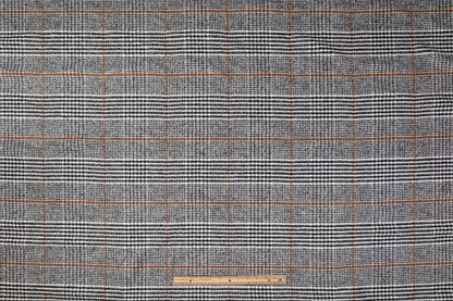 Glen Check Italian Wool Nylon Tweed Coating - Black / White / Brown